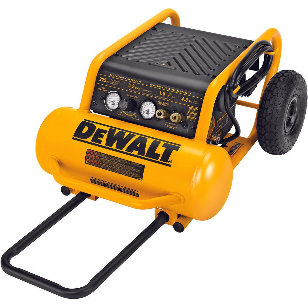 DEWALT D55146-Air Compressor, 225-Psi Max, Hand Carry with Wheels, 4-1/2 Gallon - Wise Line Tools