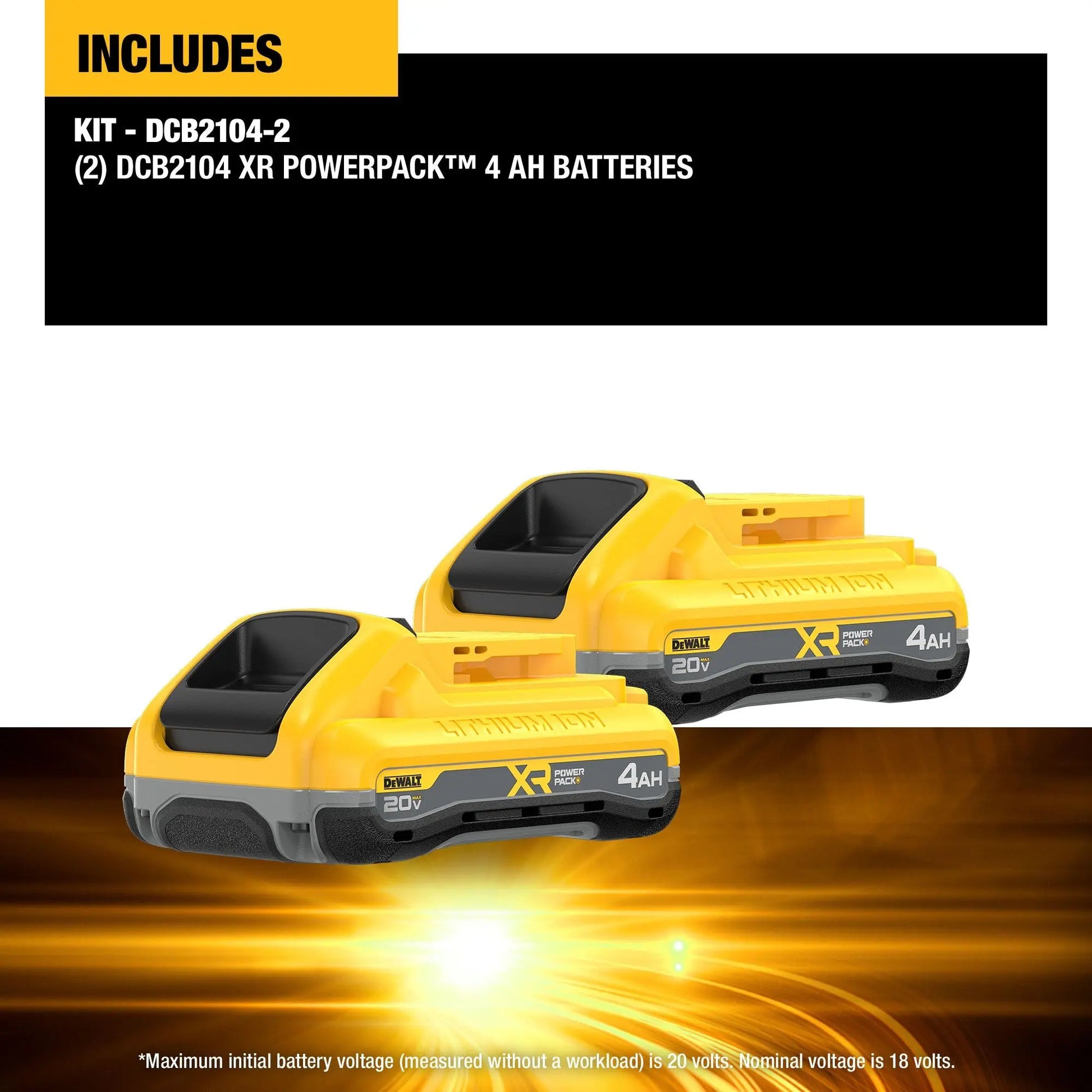 DEWALT DCB2104-2 – DEWALT 20V MAX* XR POWERPACK™ 4Ah Battery (2 PK) DEWALT