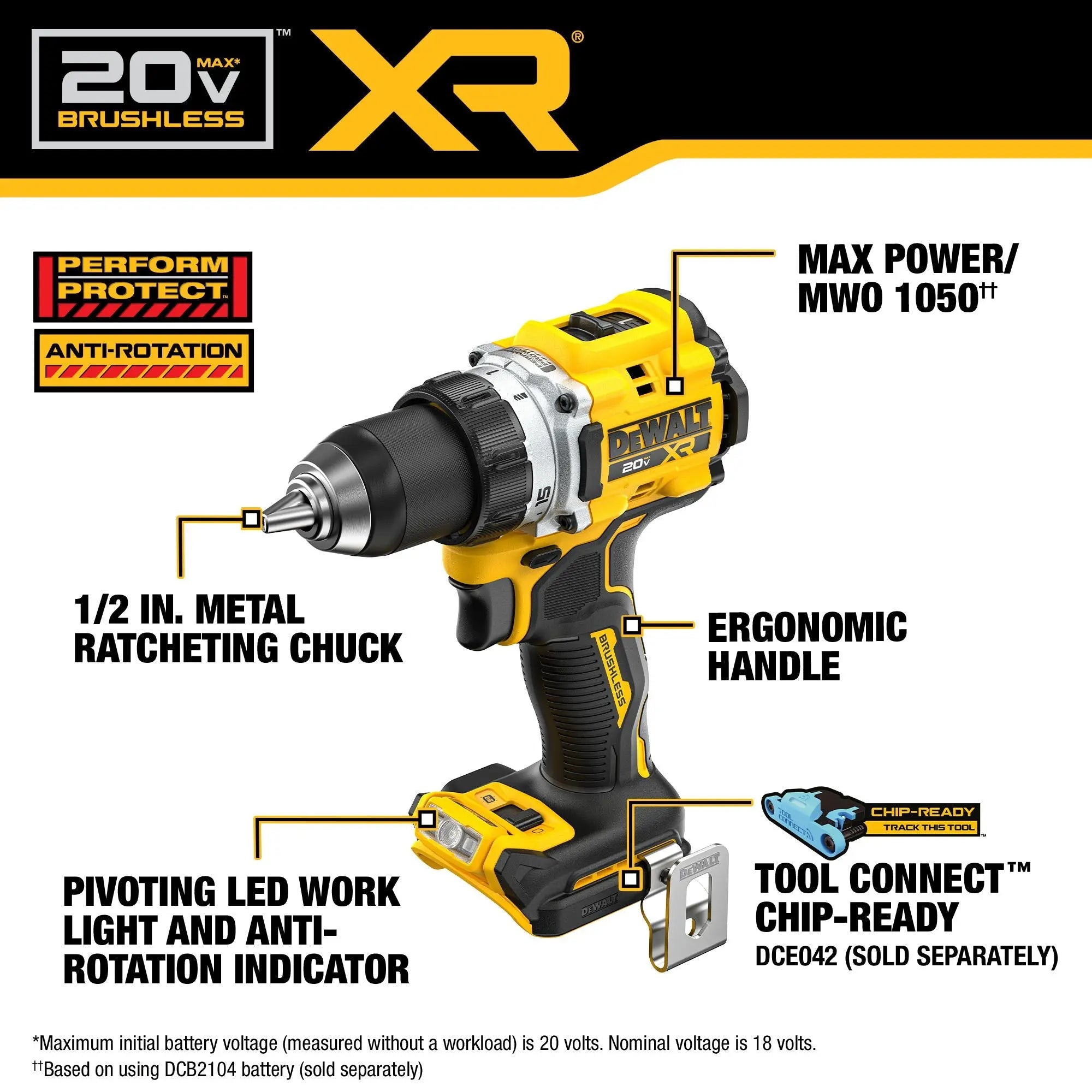 DEWALT DCD801B – DEWALT 20V MAX* XR® Brushless Cordless 1/2 in. Drill/Driver (Tool Only) DEWALT
