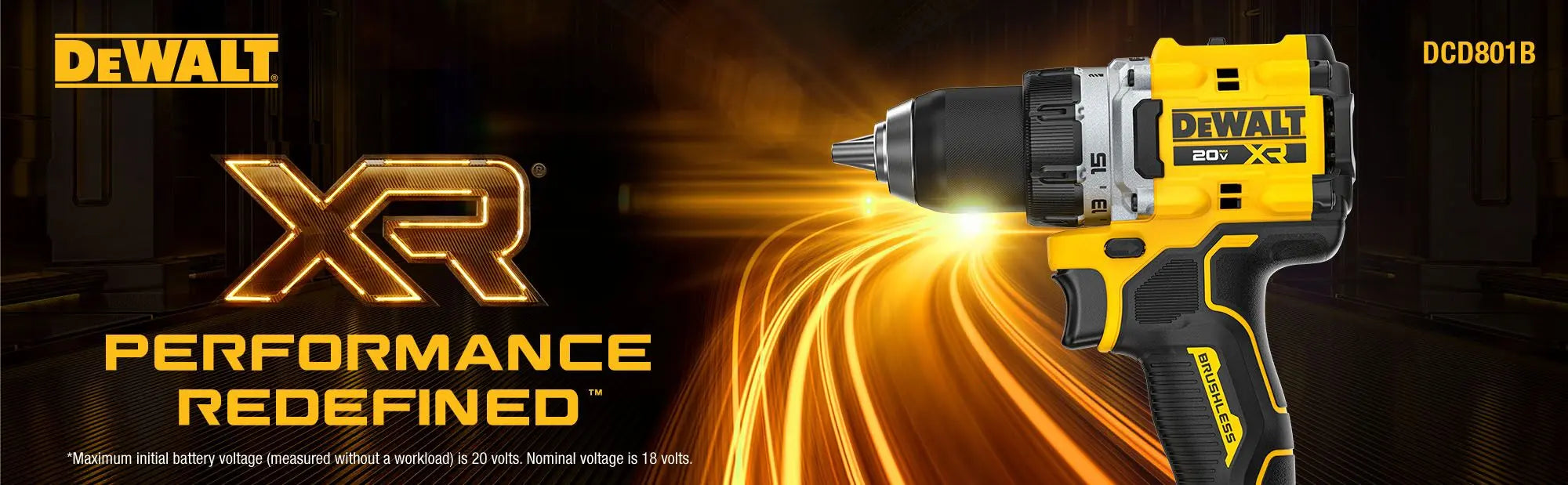DEWALT DCD801B – DEWALT 20V MAX* XR® Brushless Cordless 1/2 in. Drill/Driver (Tool Only) DEWALT