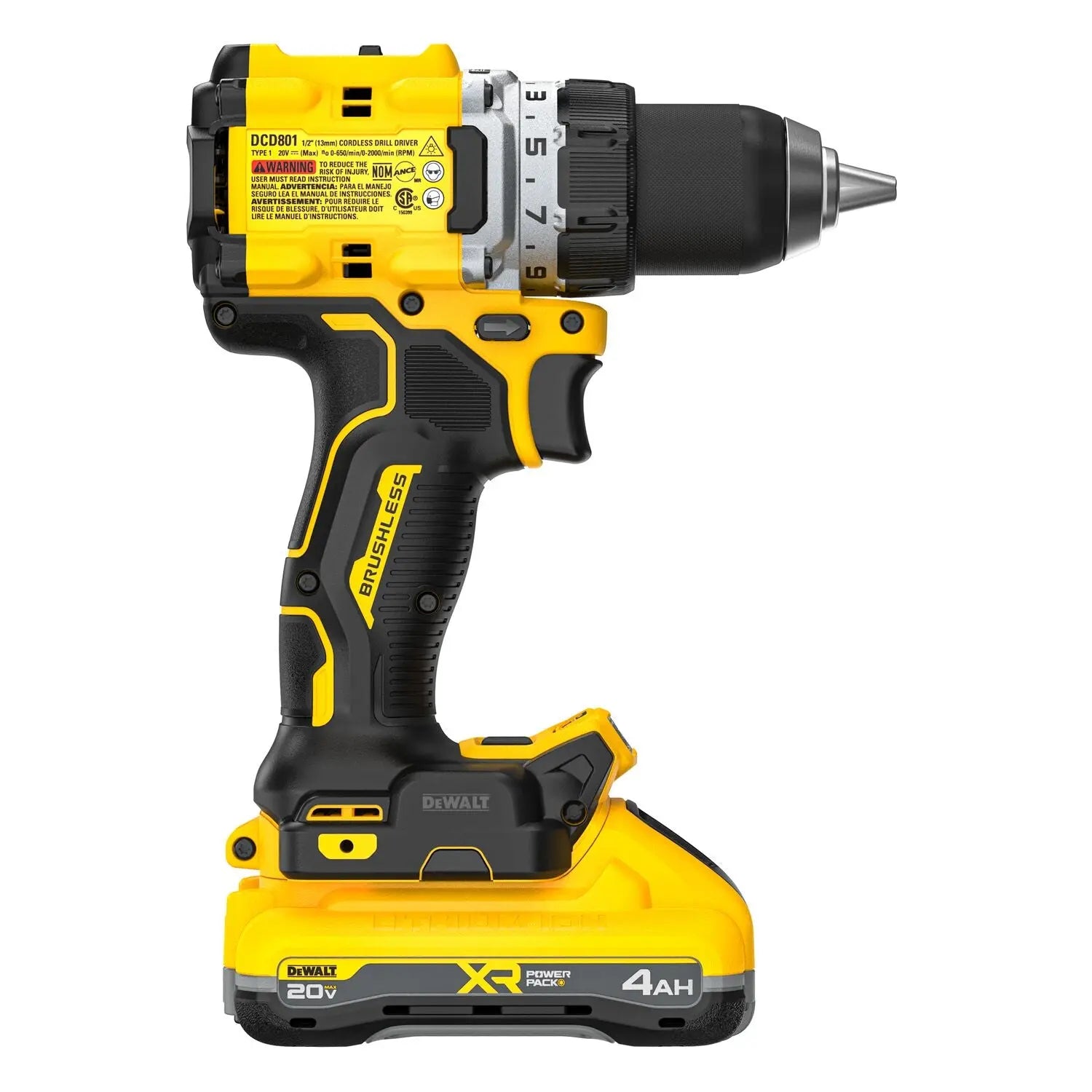 DEWALT DCD801QQ2 - 20V MAX XR Brushless 1/2" Drill/Driver With Anti-Rotation Kit DEWALT