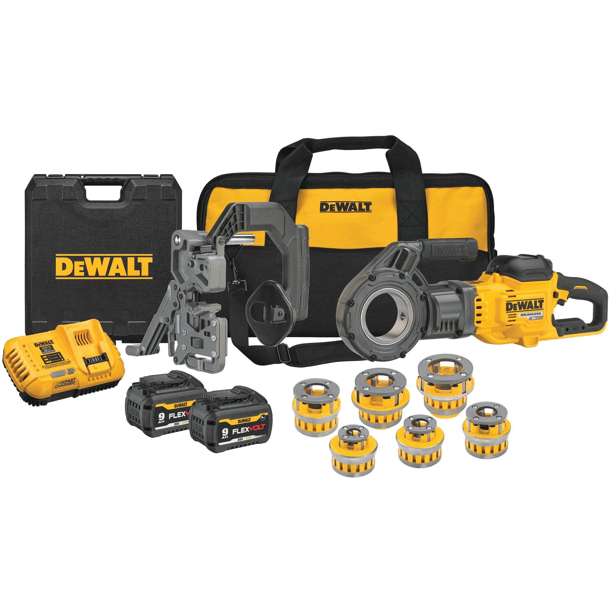 DEWALT DCE700X2K-Flexvolt 60V Max Cordless Pipe Threader Kit With Die Heads - Wise Line Tools