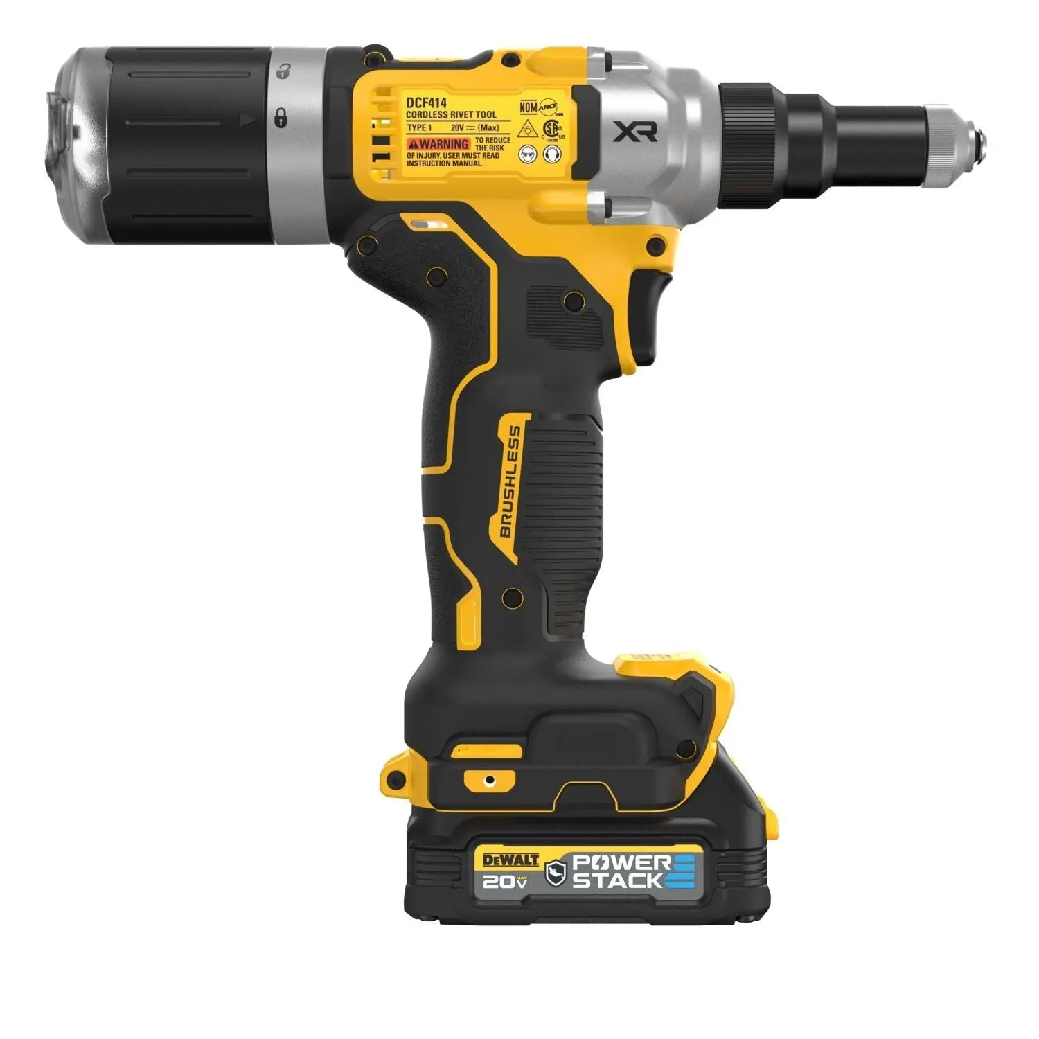 DEWALT DCF414GE2-20V MAX* XR Brushless Cordless 1/4" Rivet Tool Kit with DEWALT POWERSTACK - Wise Line Tools