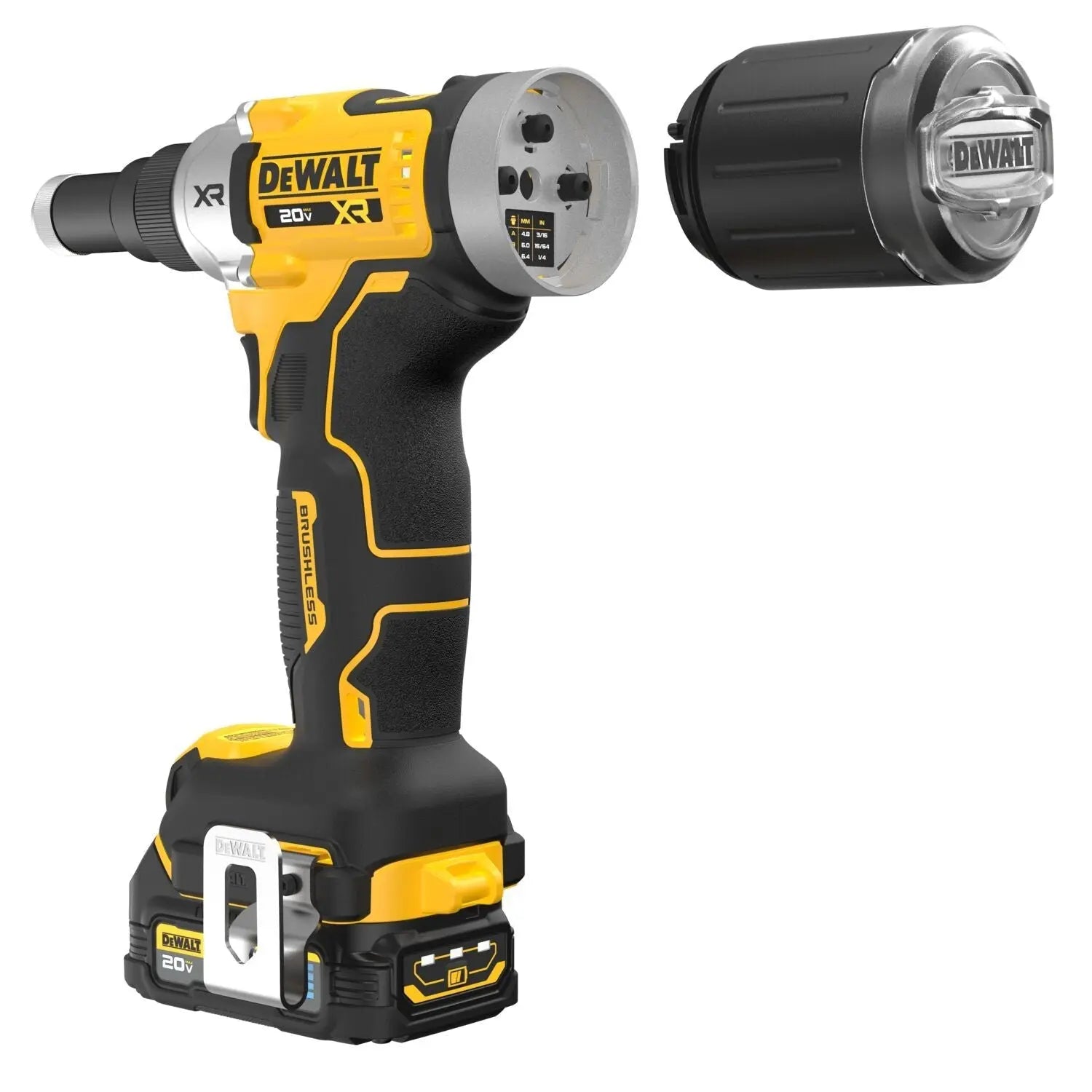 DEWALT DCF414GE2-20V MAX* XR Brushless Cordless 1/4" Rivet Tool Kit with DEWALT POWERSTACK - Wise Line Tools