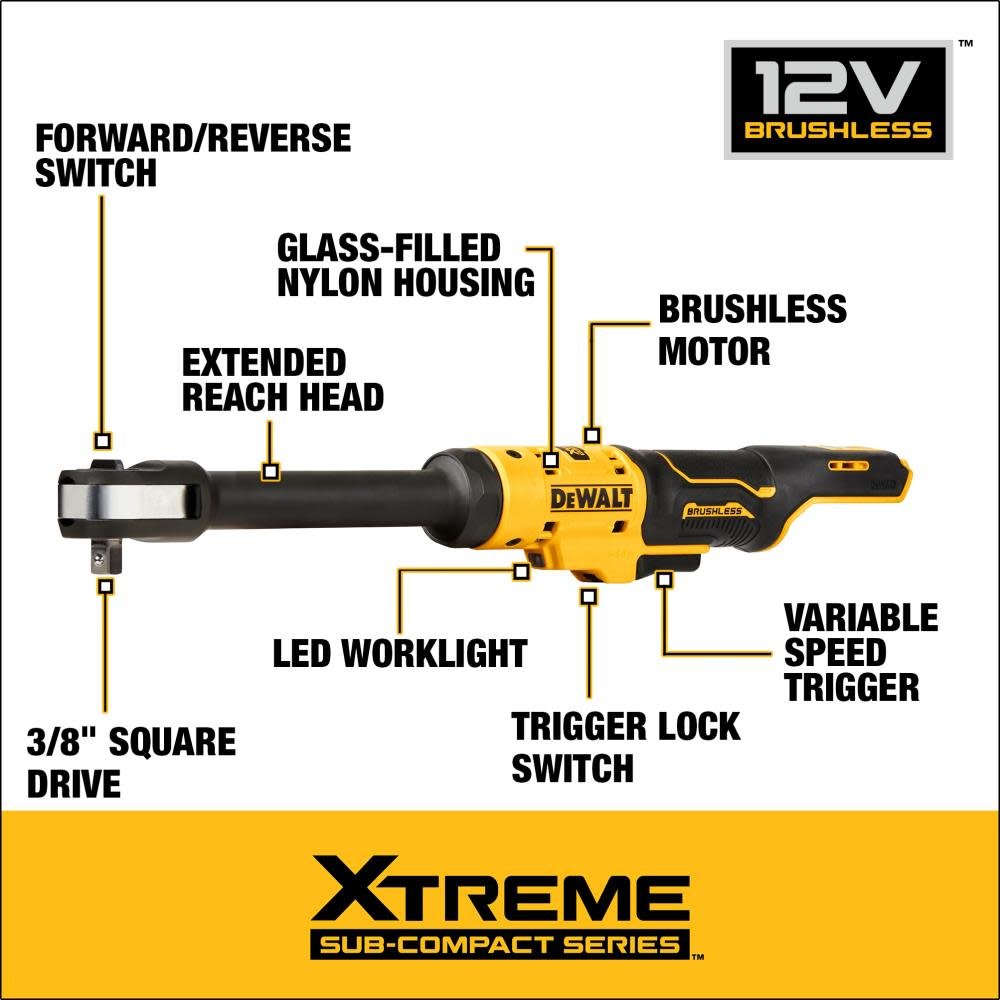 DEWALT DCF503EB-12V MAX* XTREME Cordless Brushless 3/8 in Ratcheting Wrench Kit - Wise Line Tools