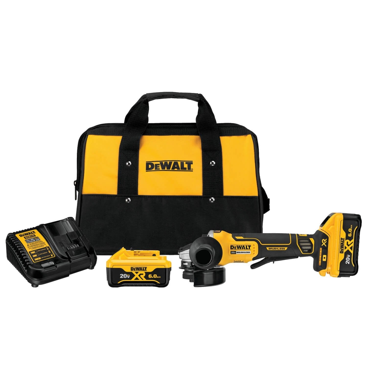 DEWALT DCG413R2-20V MAX* XR Angle Grinder Tool Kit, 4-1/2-Inch, Paddle Switch with Kickback Brake - Wise Line Tools