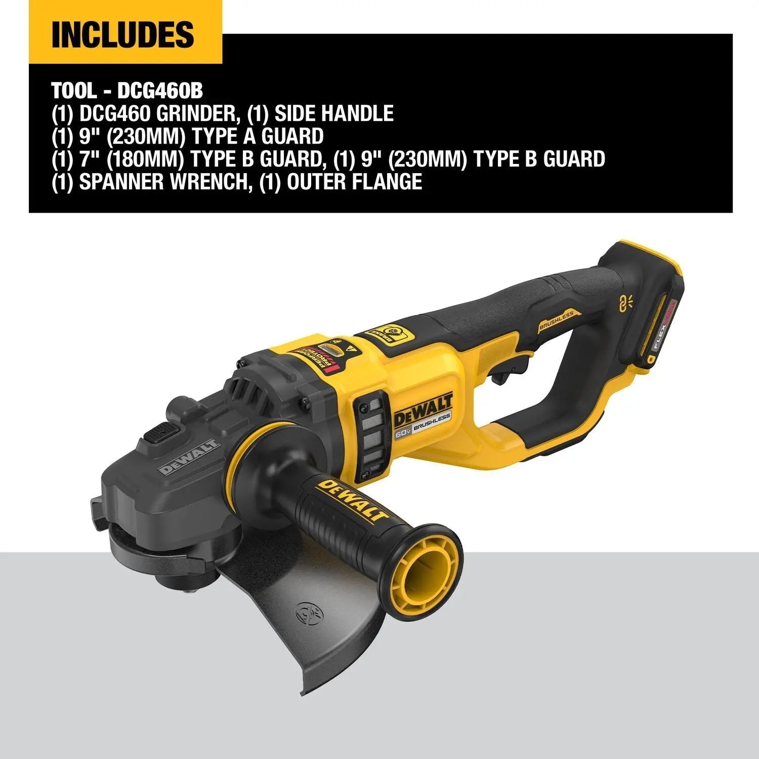 DEWALT DCG460B-60V MAX* 7 "-9" Large Angle Grinder (Tool Only) - Wise Line Tools