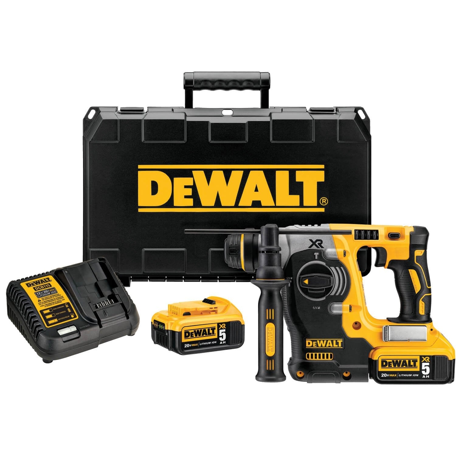 DEWALT DCH273P2 20V Max Brushless SDS Rotary Hammer with 5 Ah Batteries - Wise Line Tools