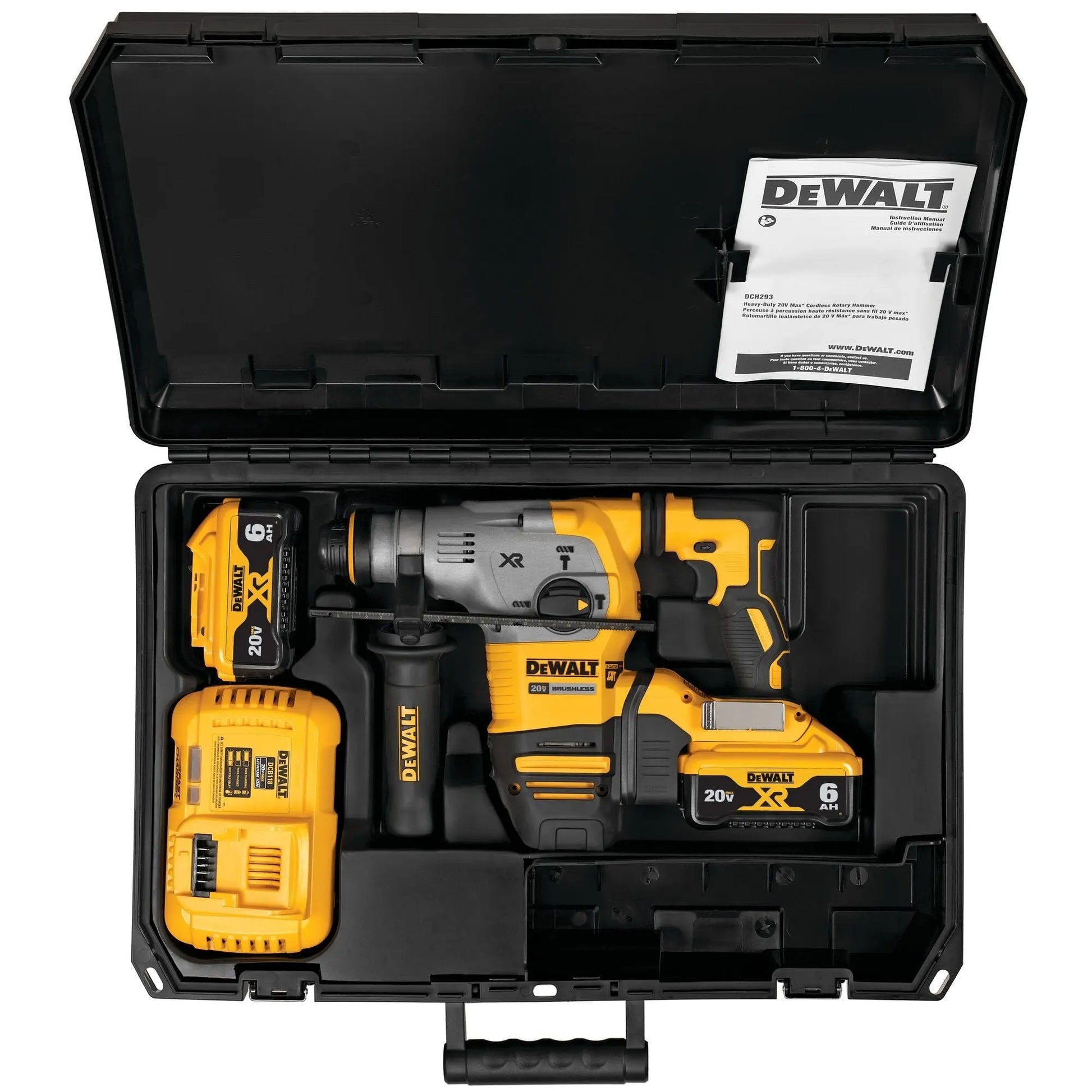 DEWALT DCH293R2-20V Max Xr Rotary Hammer, SDS Plus Kit, 1-1/8-Inch - Wise Line Tools