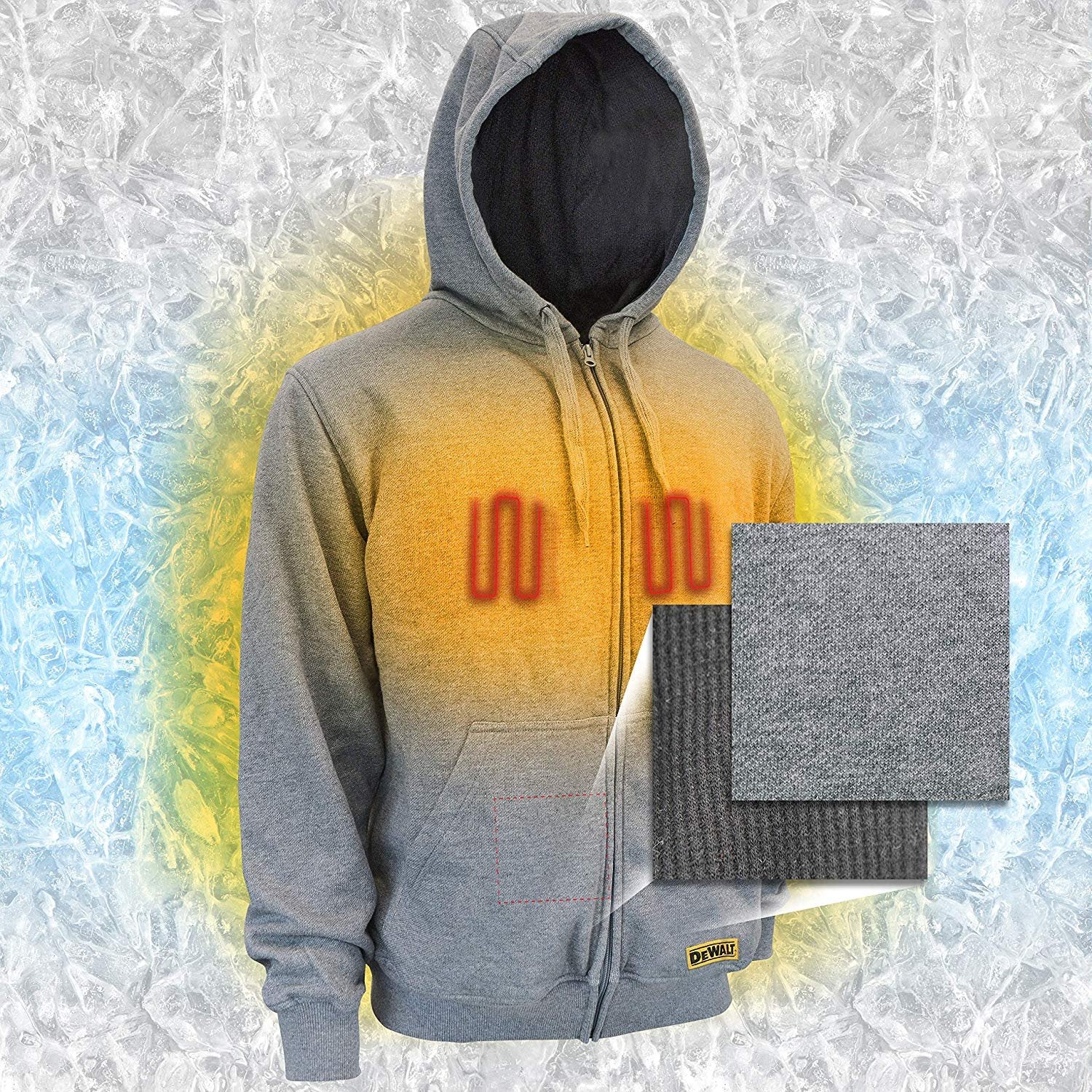 DEWALT DCHJ080B - Heated Hoodie Bare - Heather Gray - Wise Line Tools