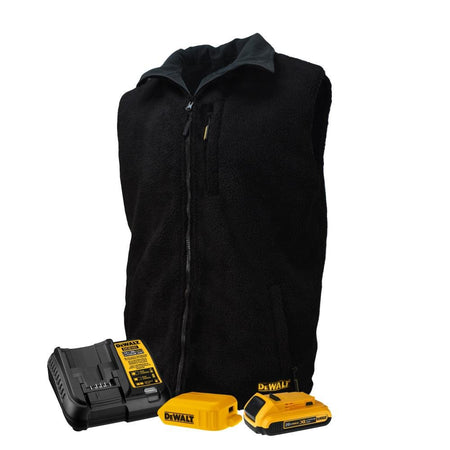 DEWALT DCHV086BD1-XL - Heated Reversible Fleece Vest with Battery - Black - XL - Wise Line Tools