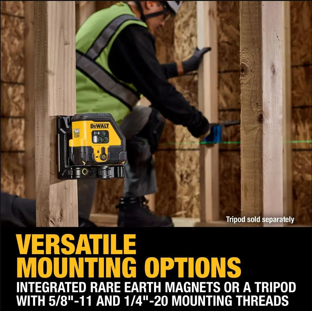 DEWALT DCLE14201GB - USB Rechargeable Green Cross Line Laser Base Kit DEWALT