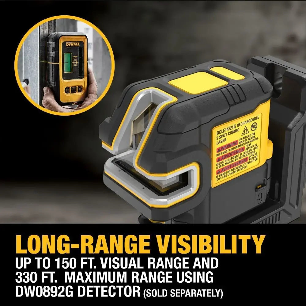 DEWALT DCLE14221GB - USB Green 2-Spot & Crossline Laser Base Kit DEWALT