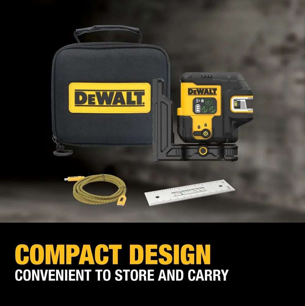 DEWALT DCLE14251GB - USB Rechargeable Green 5 Spot & Cross Line Laser Base Kit DEWALT