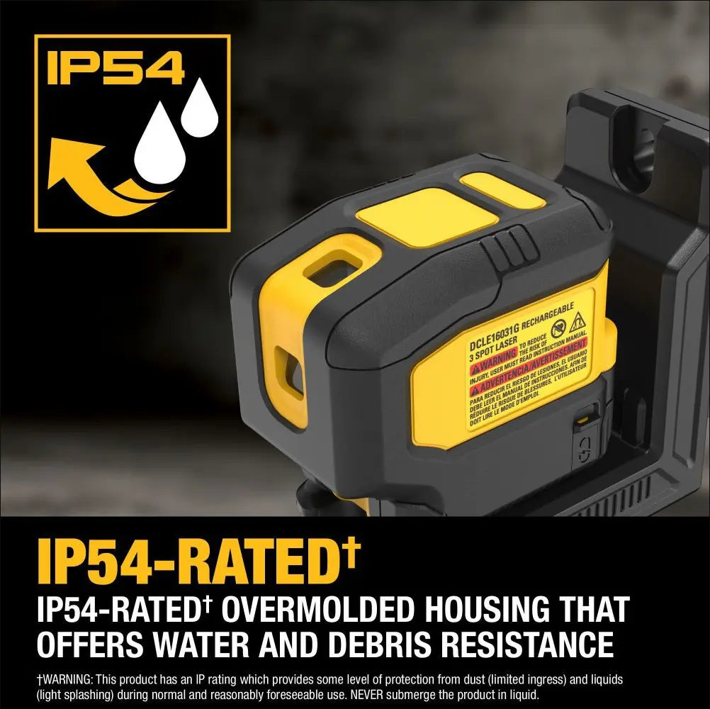 DEWALT DCLE16031GB - USB Rechargeable Green 3 Spot Laser DEWALT