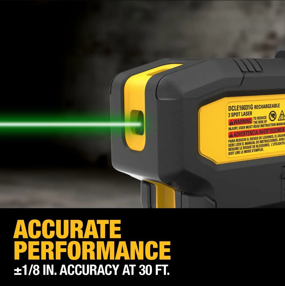 DEWALT DCLE16031GB - USB Rechargeable Green 3 Spot Laser DEWALT