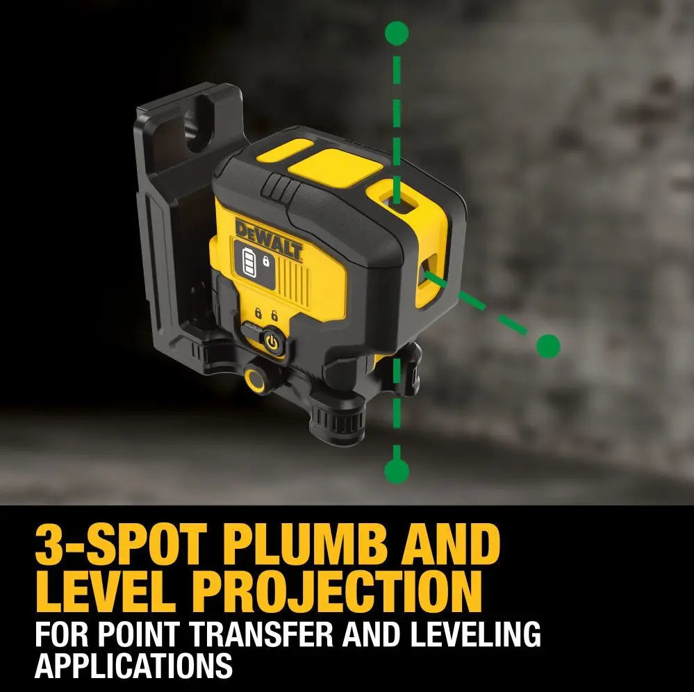 DEWALT DCLE16031GB - USB Rechargeable Green 3 Spot Laser DEWALT