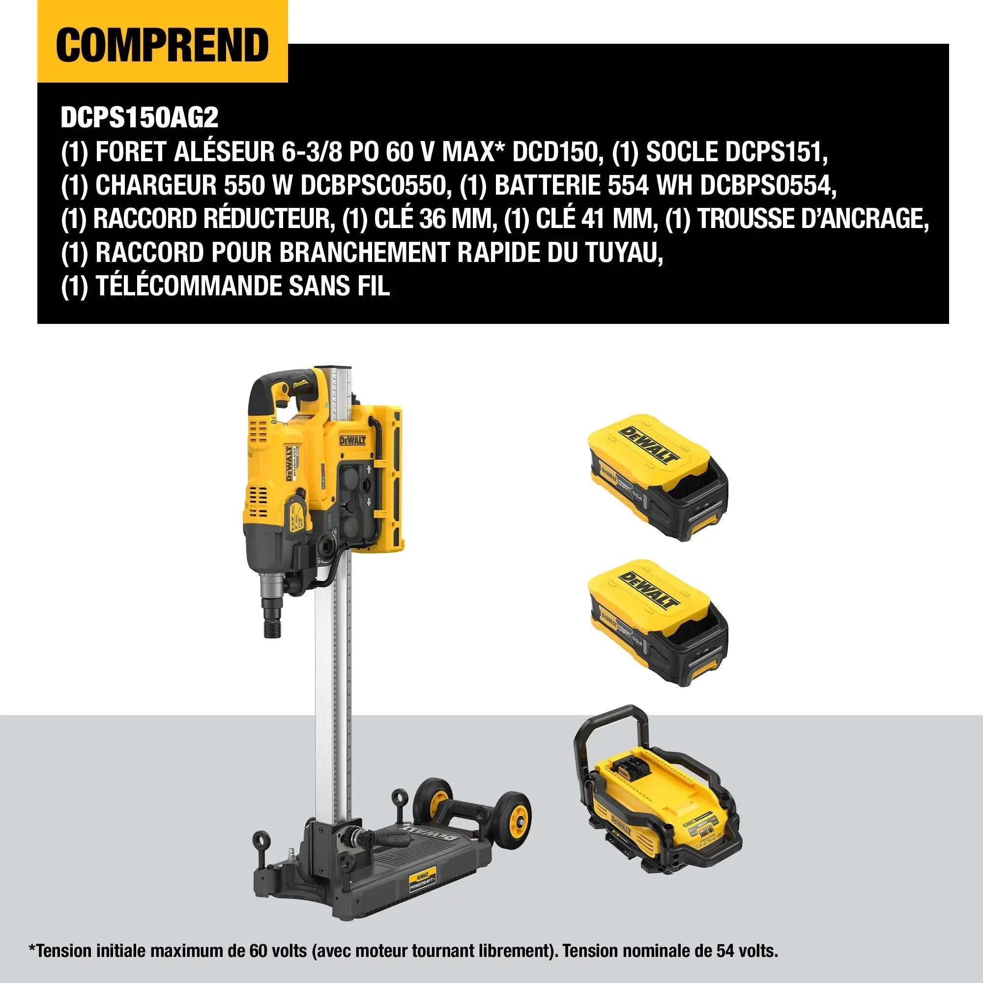 DEWALT DCPS150AG2 - POWERSHIFT  6-3/8 in. Core Drill Stand Kit - Wise Line Tools