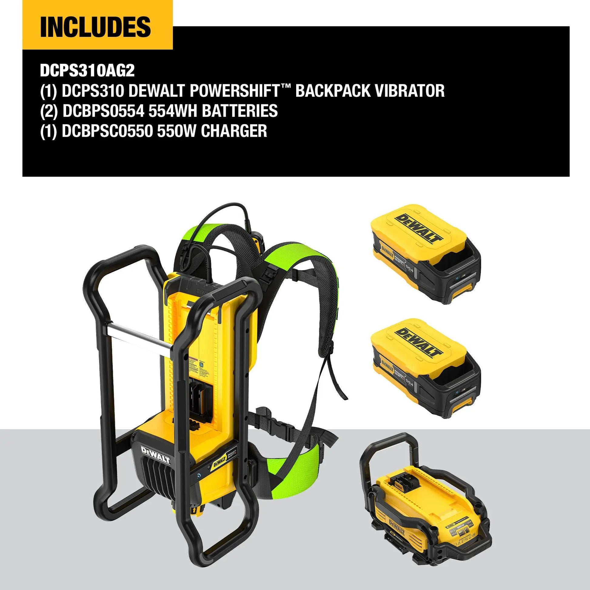 DEWALT DCPS310AG2 - POWERSHIFT Backpack Vibrator Kit - Wise Line Tools