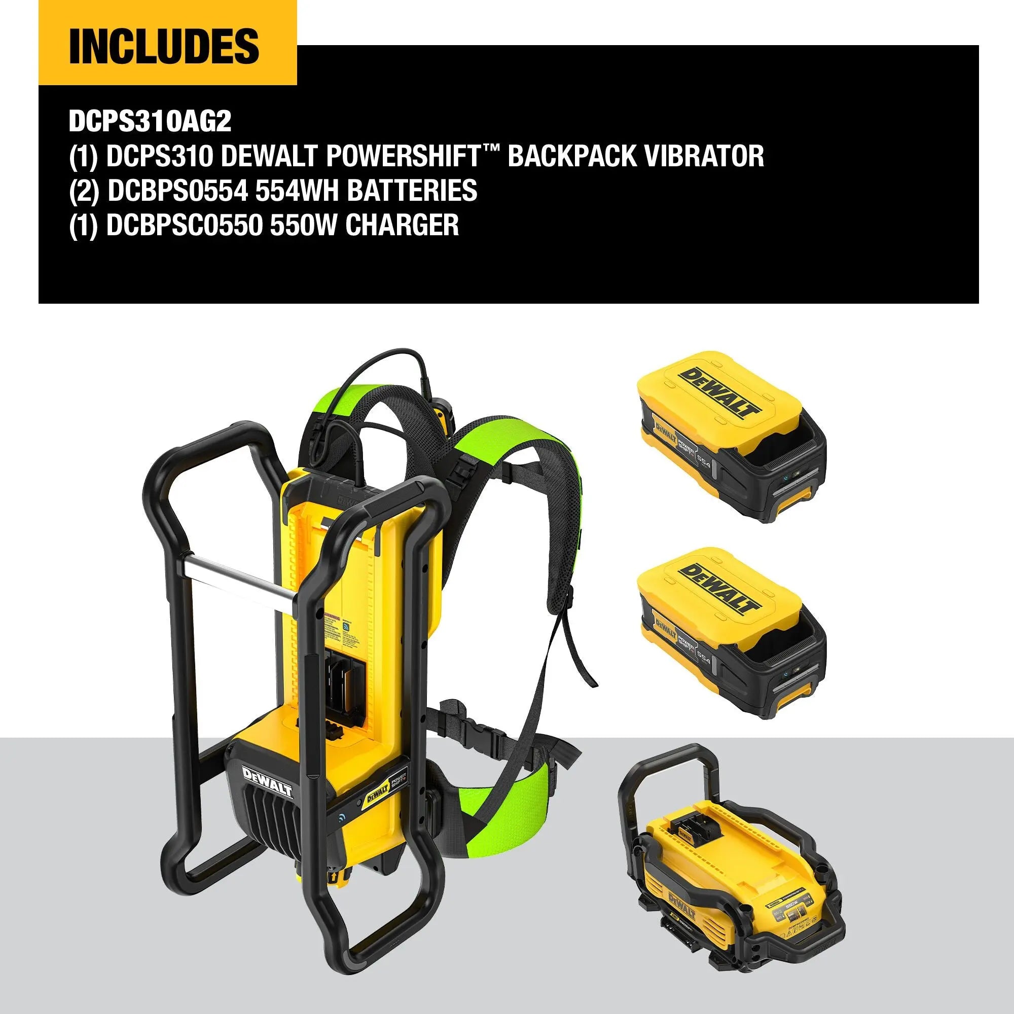 DEWALT DCPS310AG2 - POWERSHIFT Backpack Vibrator Kit - Wise Line Tools