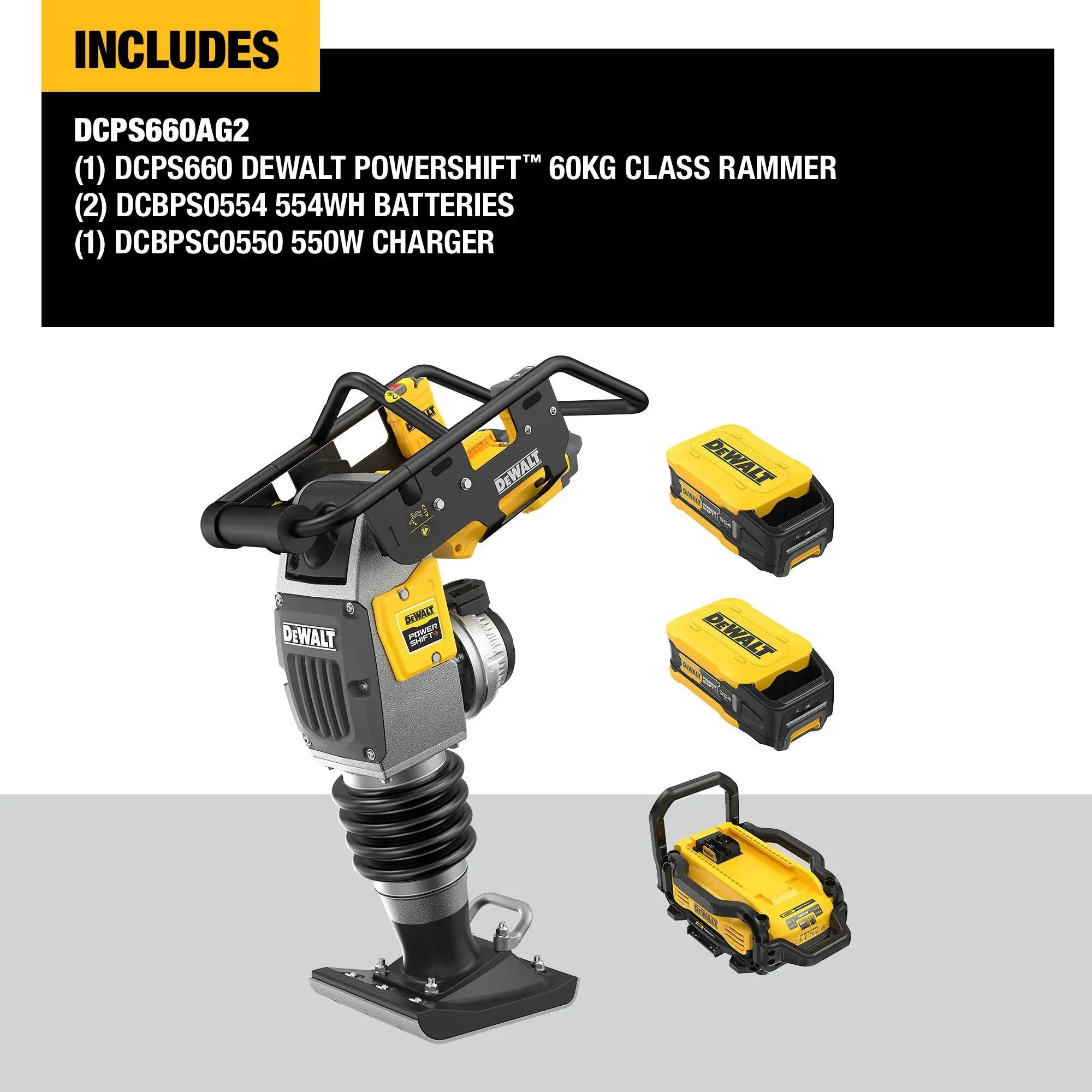 DEWALT DCPS660AG2 - POWERSHIFT 60Kg Class Rammer Kit - Wise Line Tools