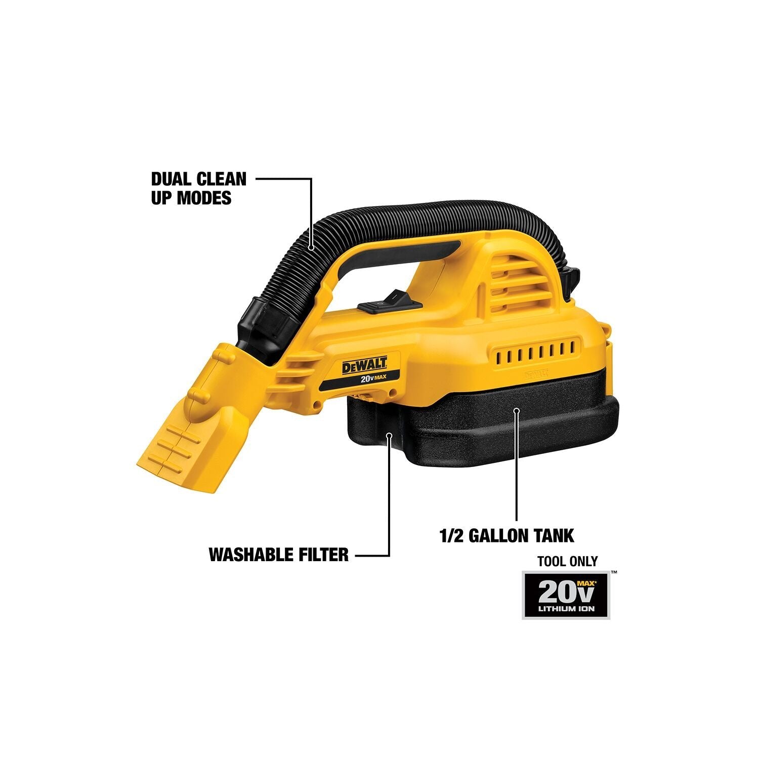 DEWALT DCV517B Baretool 20V MAX Cordless 1/2 gallon Wet/Dry Portable VAC - Wise Line Tools