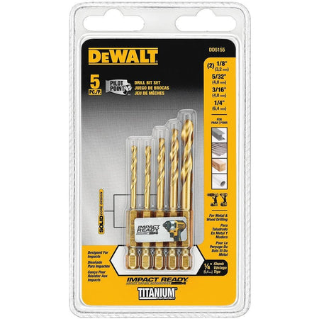 DEWALT DD5155-Impact Ready Titanium Nitride Coated Drill Bit Set, 5Pc - Wise Line Tools