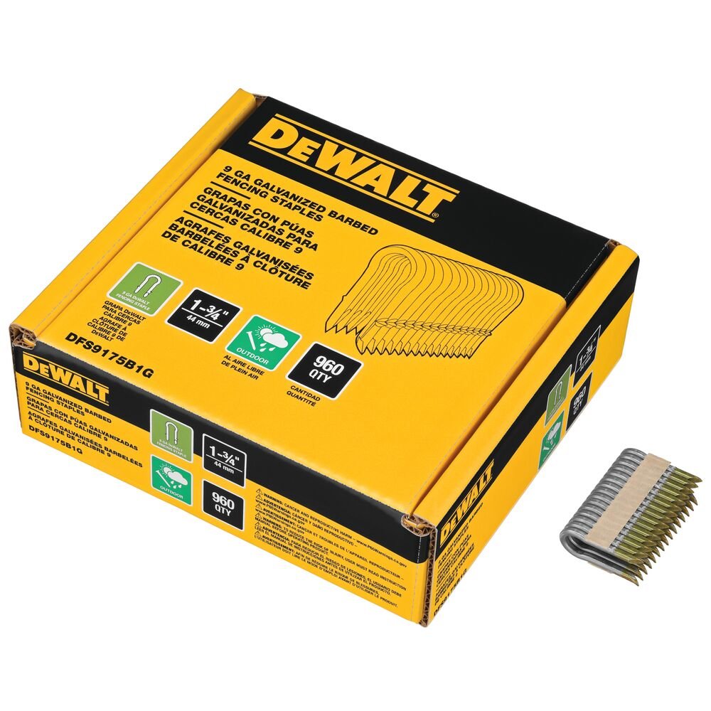 DEWALT DFS9175B1G-1.75" 9 Ga Galvanized Barbed Fencing Staples - Wise Line Tools