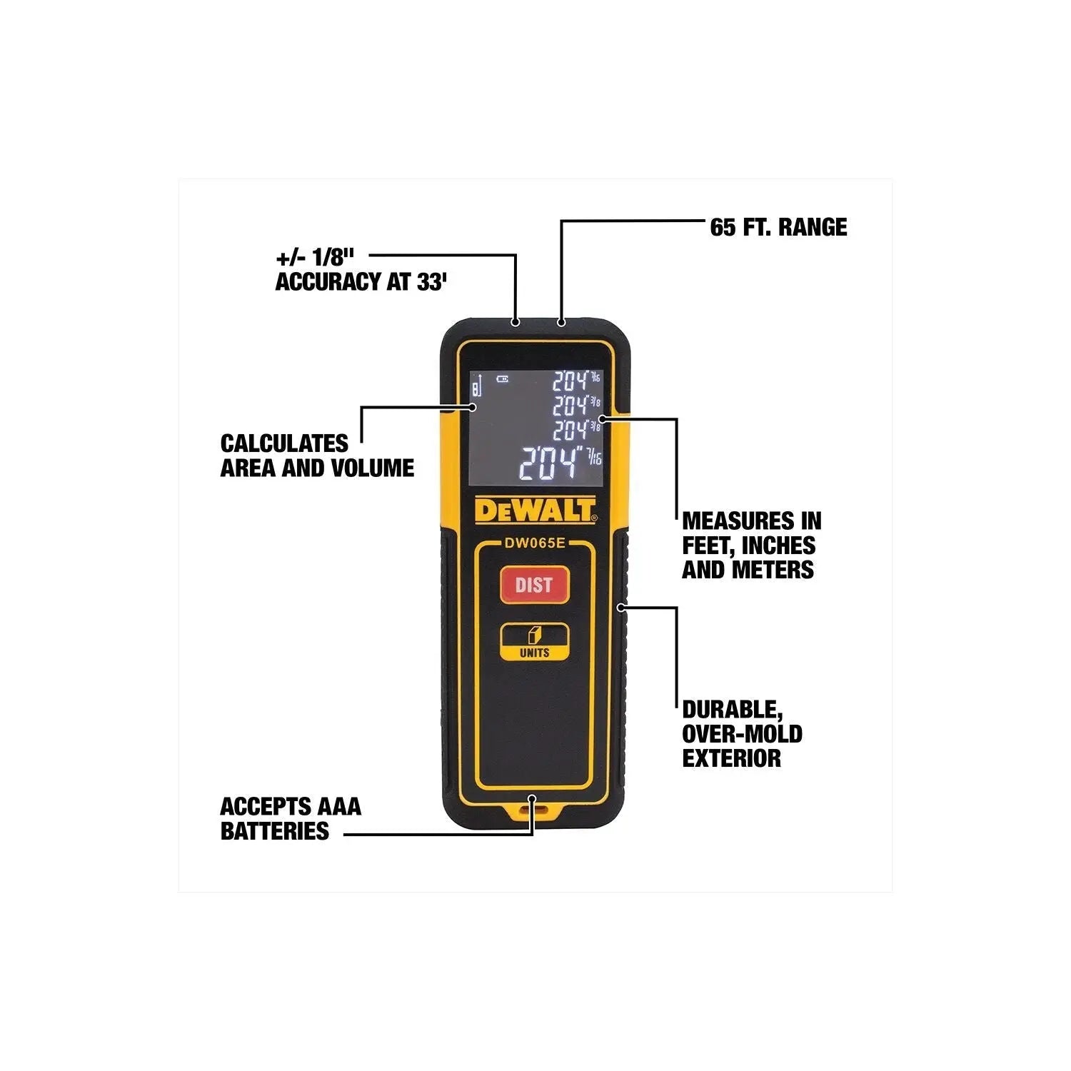 DEWALT DW065E-Laser Distance Measure - Wise Line Tools