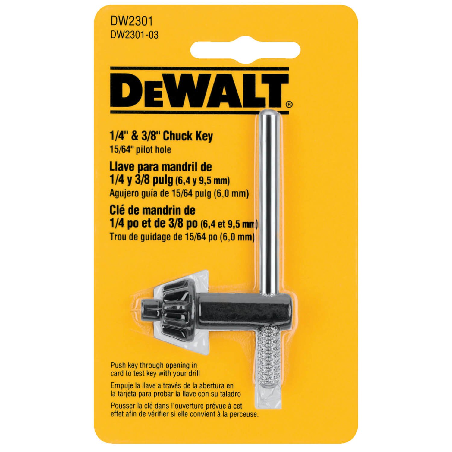 DEWALT DW2301-1/4-Inch And 3/8-Inch Chuck Key With 15/64-Inch Pilot DEWALT