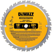 DEWALT DW3103-Series 20 10-Inch 32 Tooth Atb Thin Kerf General Purpose Saw Blade With 5/8-Inch Arbor DEWALT