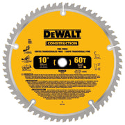 DEWALT DW3106-10-Inch Miter / Table Saw Blade, Atb, Thin Kerf, Crosscutting, 5/8-Inch Arbor, 60-Tooth DEWALT