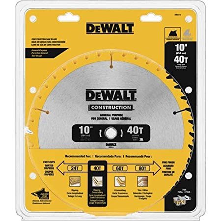 DEWALT DW3114-10-Inch Miter / Table Saw Blade, Atb, Thin Kerf, 5/8-Inch Arbor, 40-Tooth DEWALT