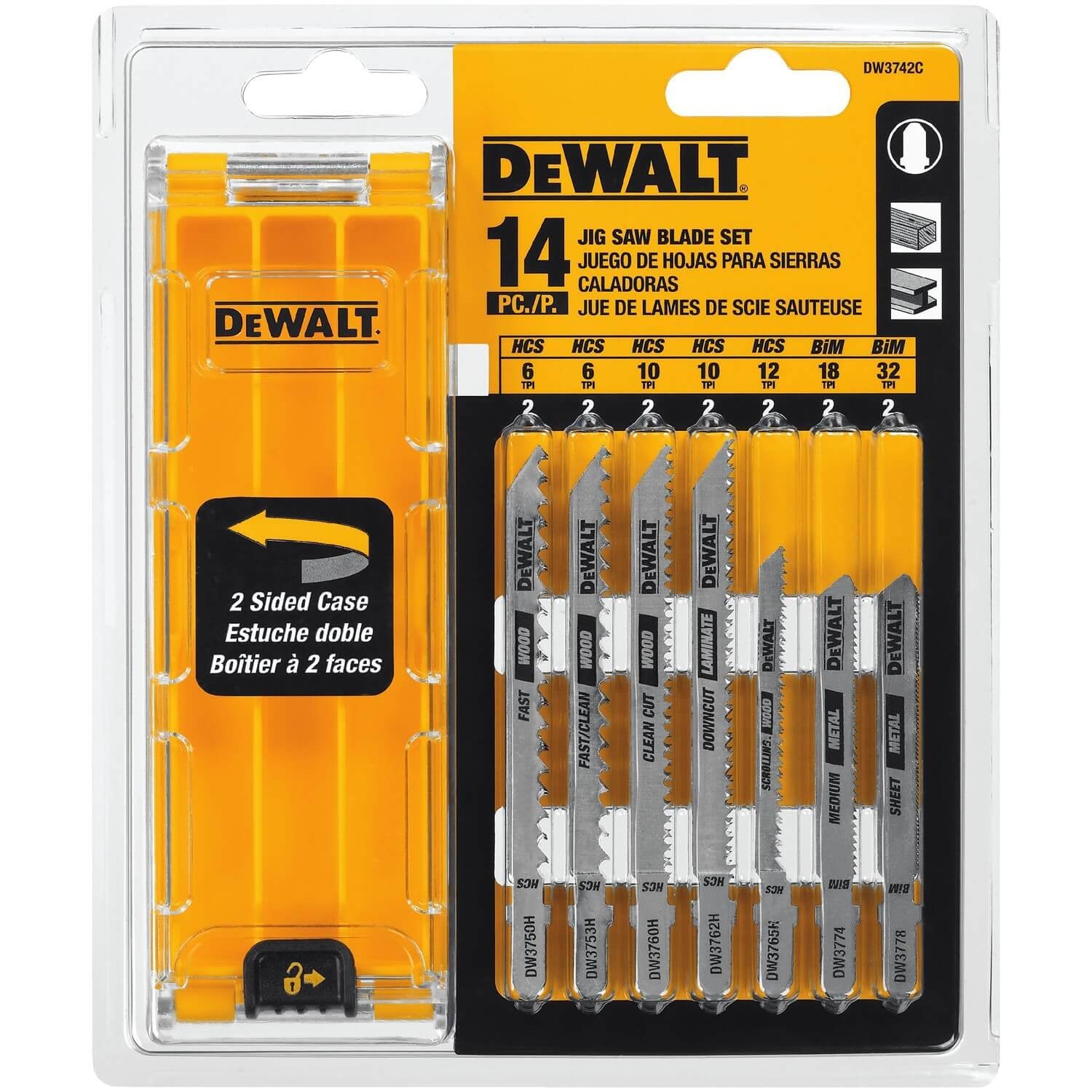 DEWALT DW3742C-Jigsaw Blades Set With Case, T-Shank, 14-Piece - Wise Line Tools