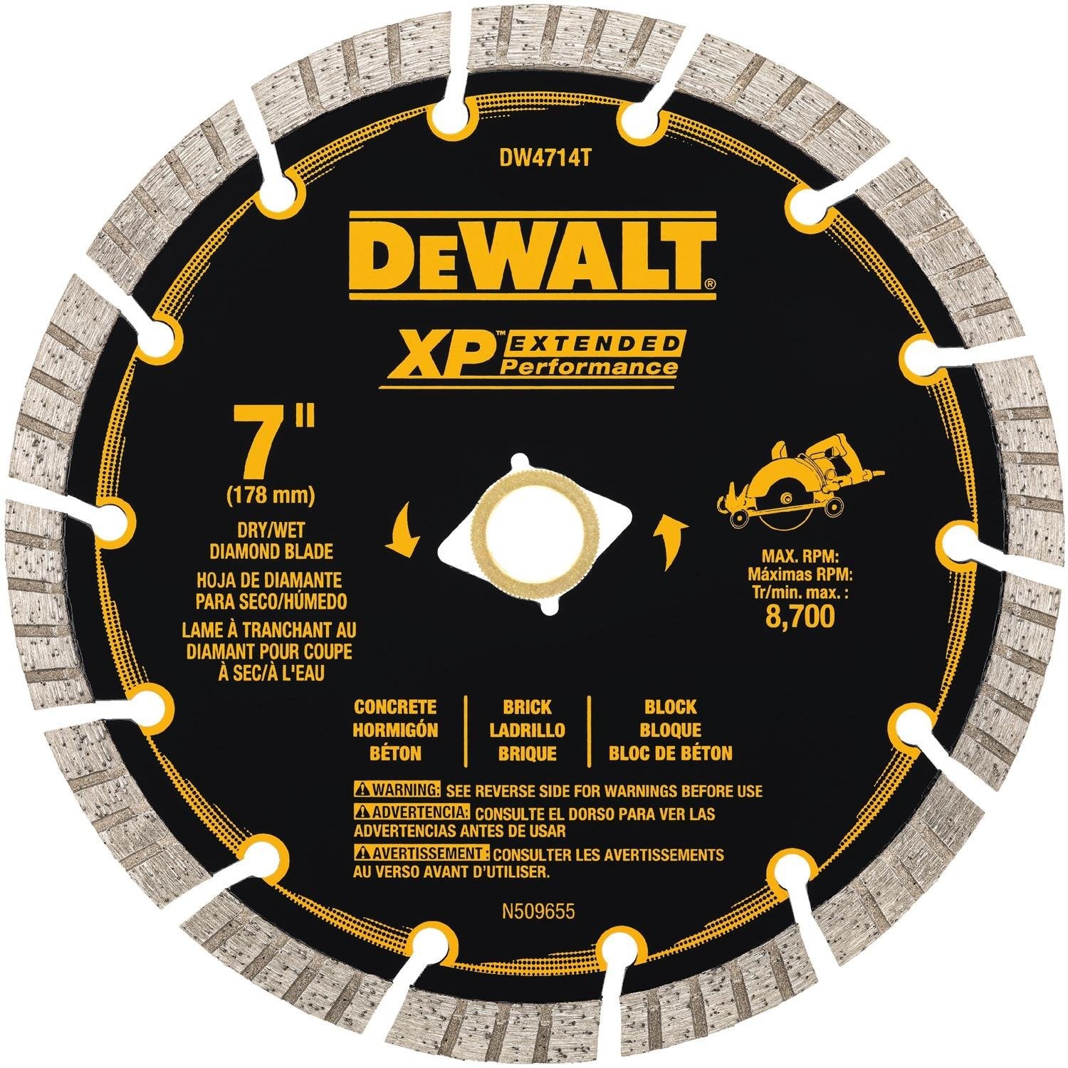 DEWALT DW4714T-7" Xp Turbo Seg Diamond Blade - Wise Line Tools