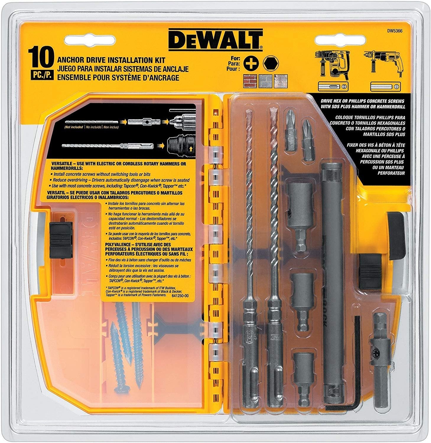 DEWALT DW5366-Anchor Drive Kit 10-Pieces - Wise Line Tools