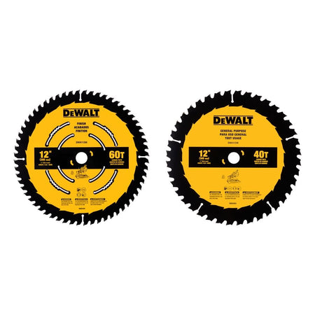 DEWALT DWA112CMB-12 In Carbide Circular Saw Blade 60 Tooth with 1 in Arbor For General Purpose Cutting (2 Pack) - Wise Line Tools