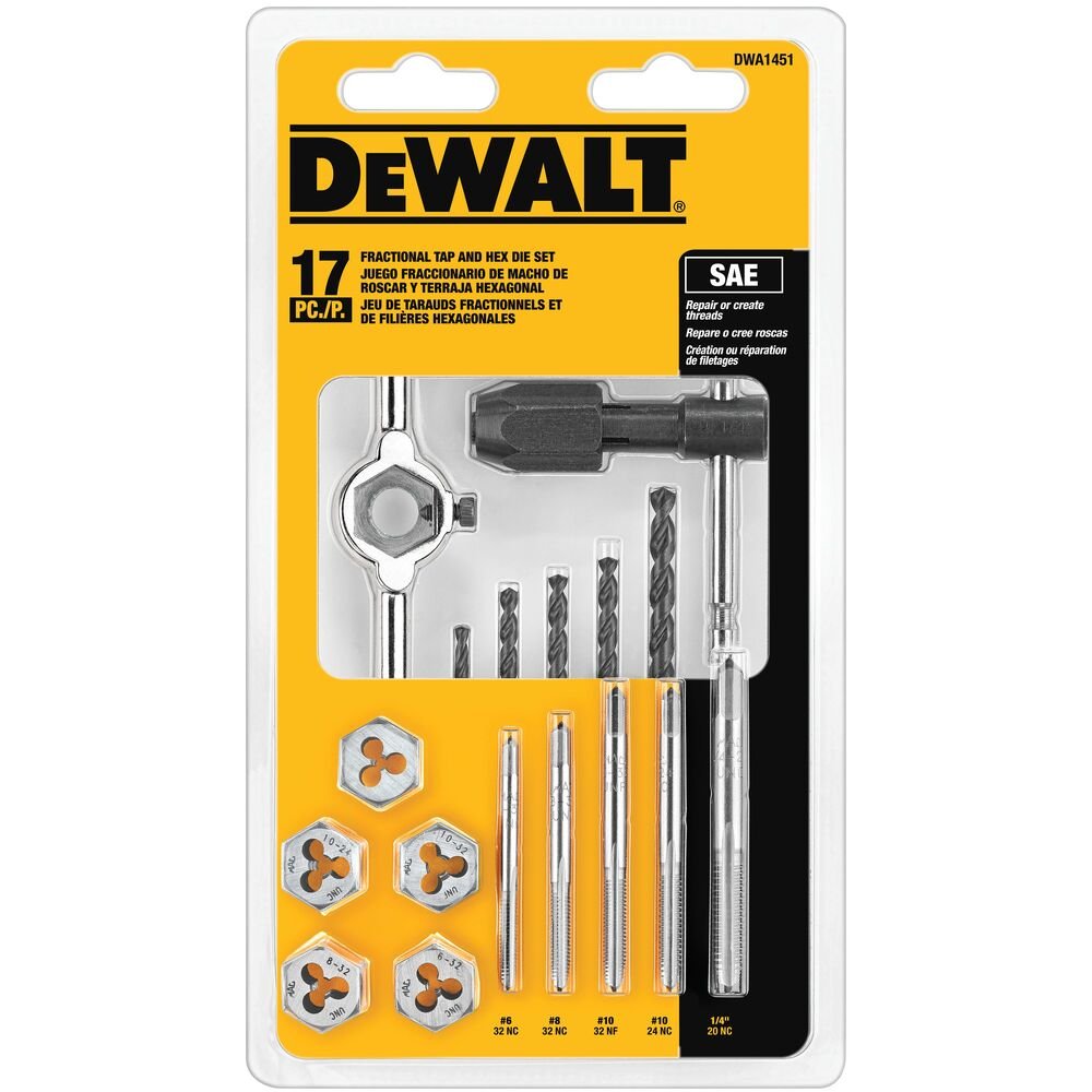 DEWALT DWA1451-17 Pc Fractional Tap & Die Set - Wise Line Tools