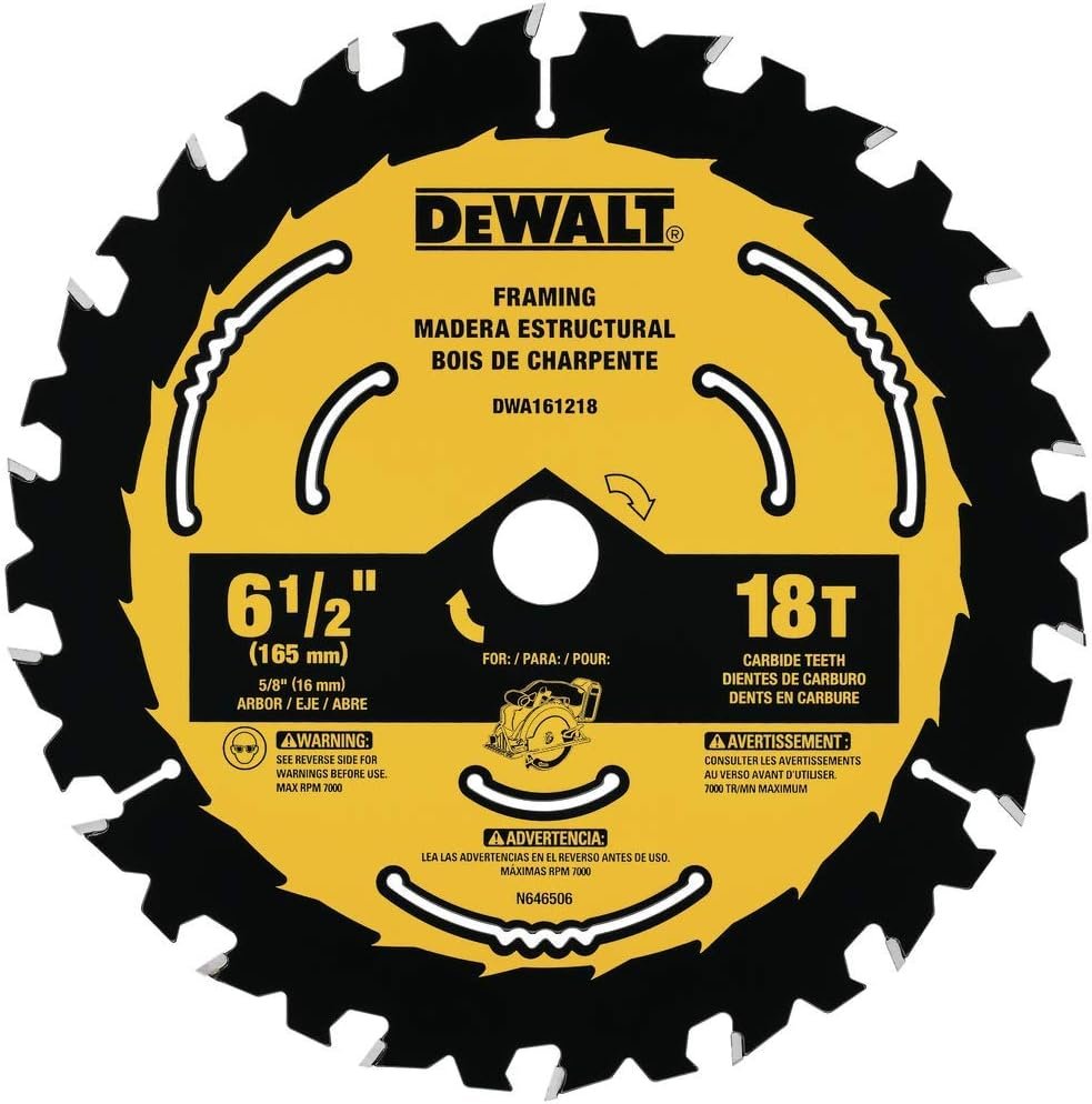 DEWALT DWA161218-6-1/2-Inch 18-Tooth Circular Saw Blade - Wise Line Tools