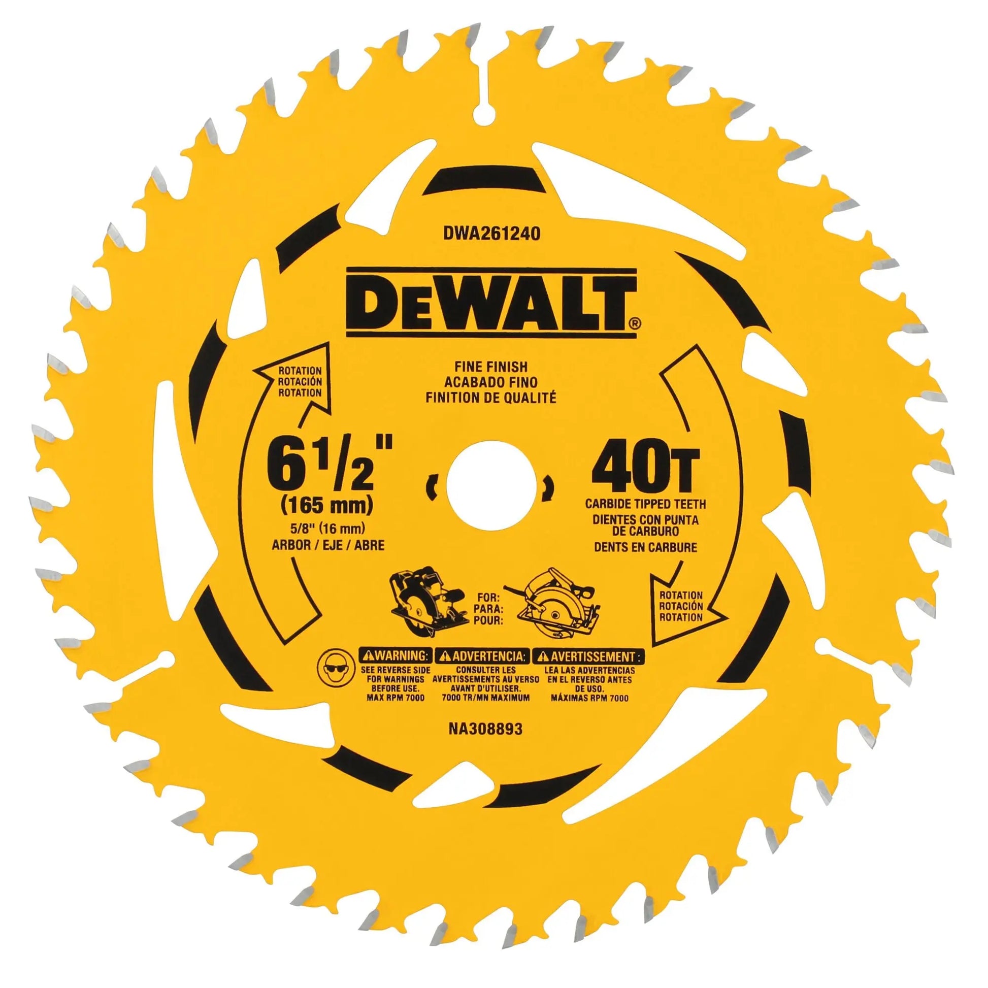 DEWALT DWA261240 – DEWALT 6-1/2 in. 40T Circular Saw Blade DEWALT