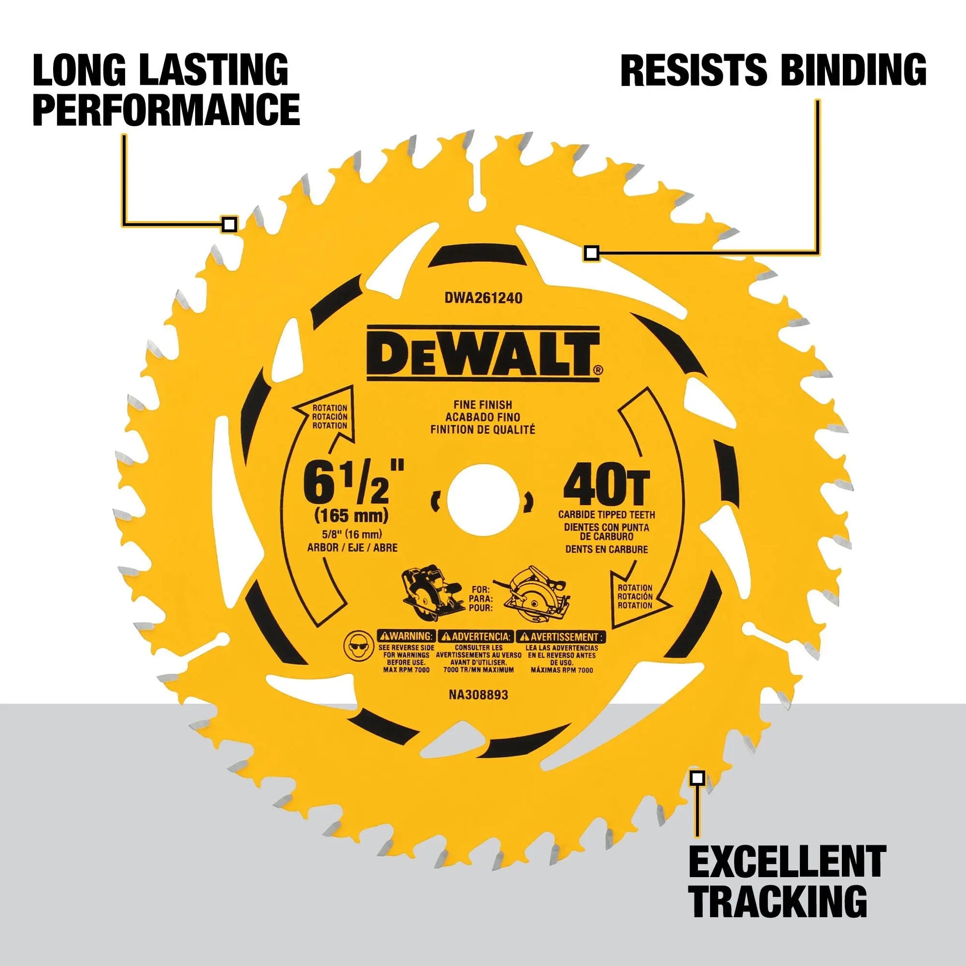DEWALT DWA261240 – DEWALT 6-1/2 in. 40T Circular Saw Blade DEWALT