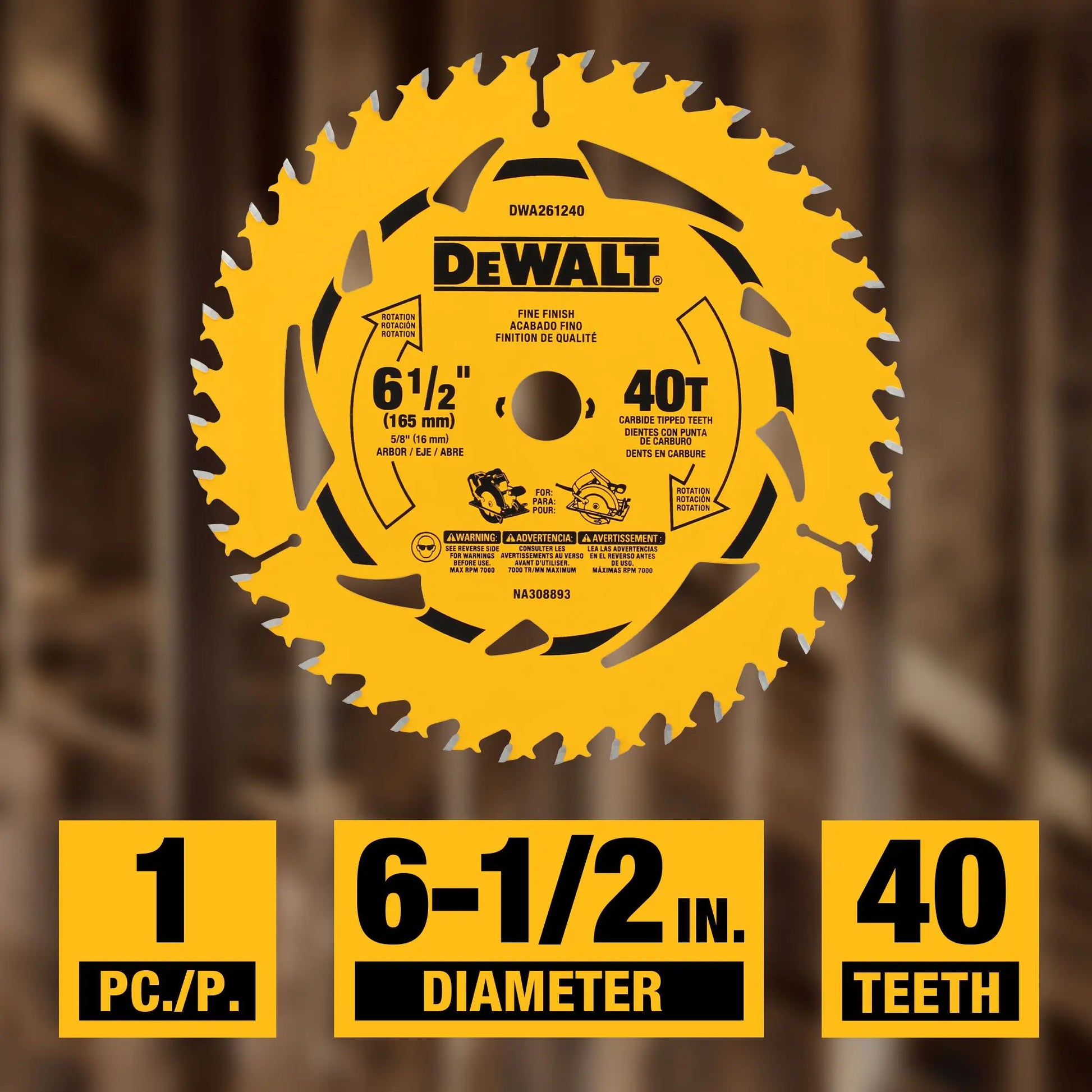 DEWALT DWA261240 – DEWALT 6-1/2 in. 40T Circular Saw Blade DEWALT
