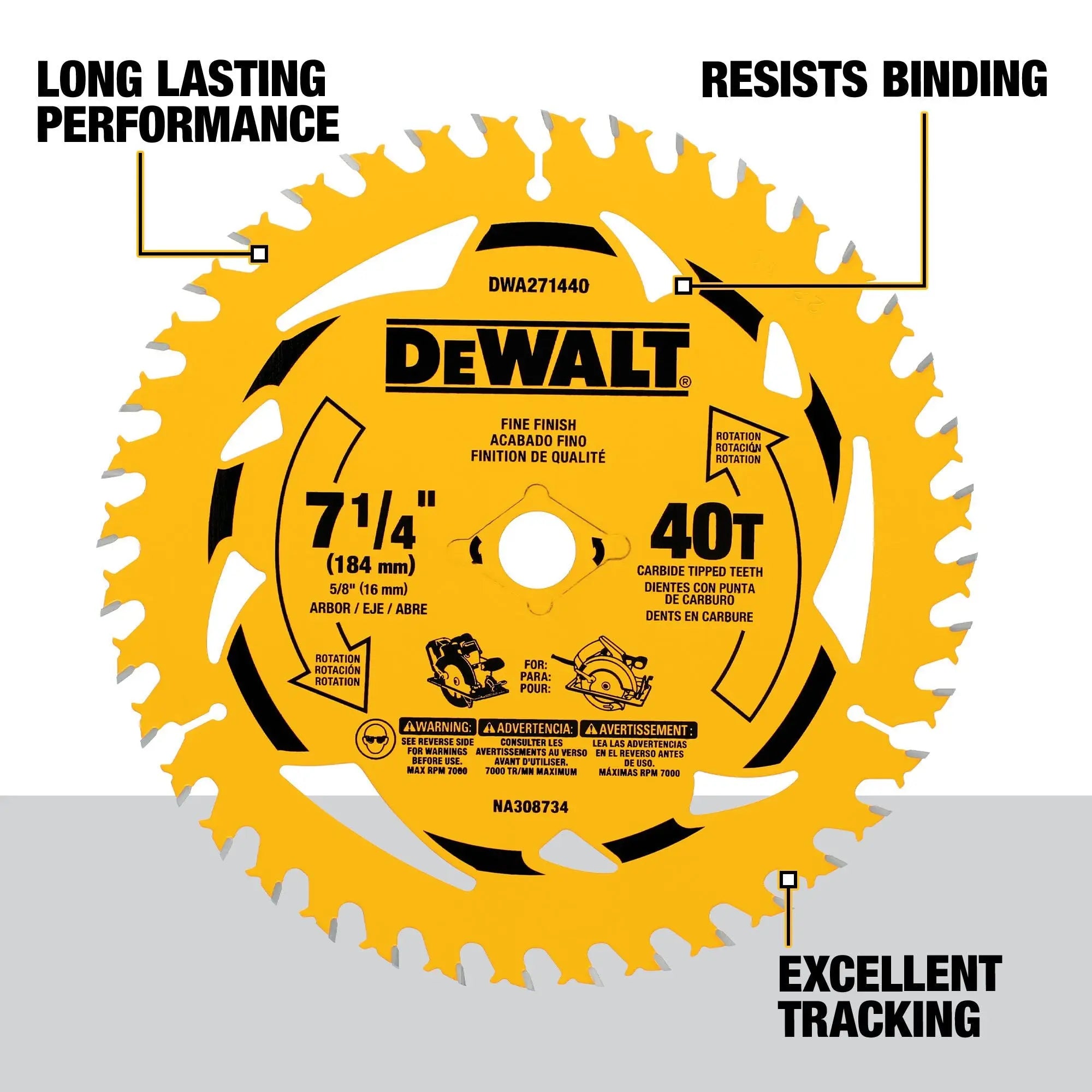 DEWALT DWA271440 – DEWALT 7-1/4 in. 40T Circular Saw Blade DEWALT