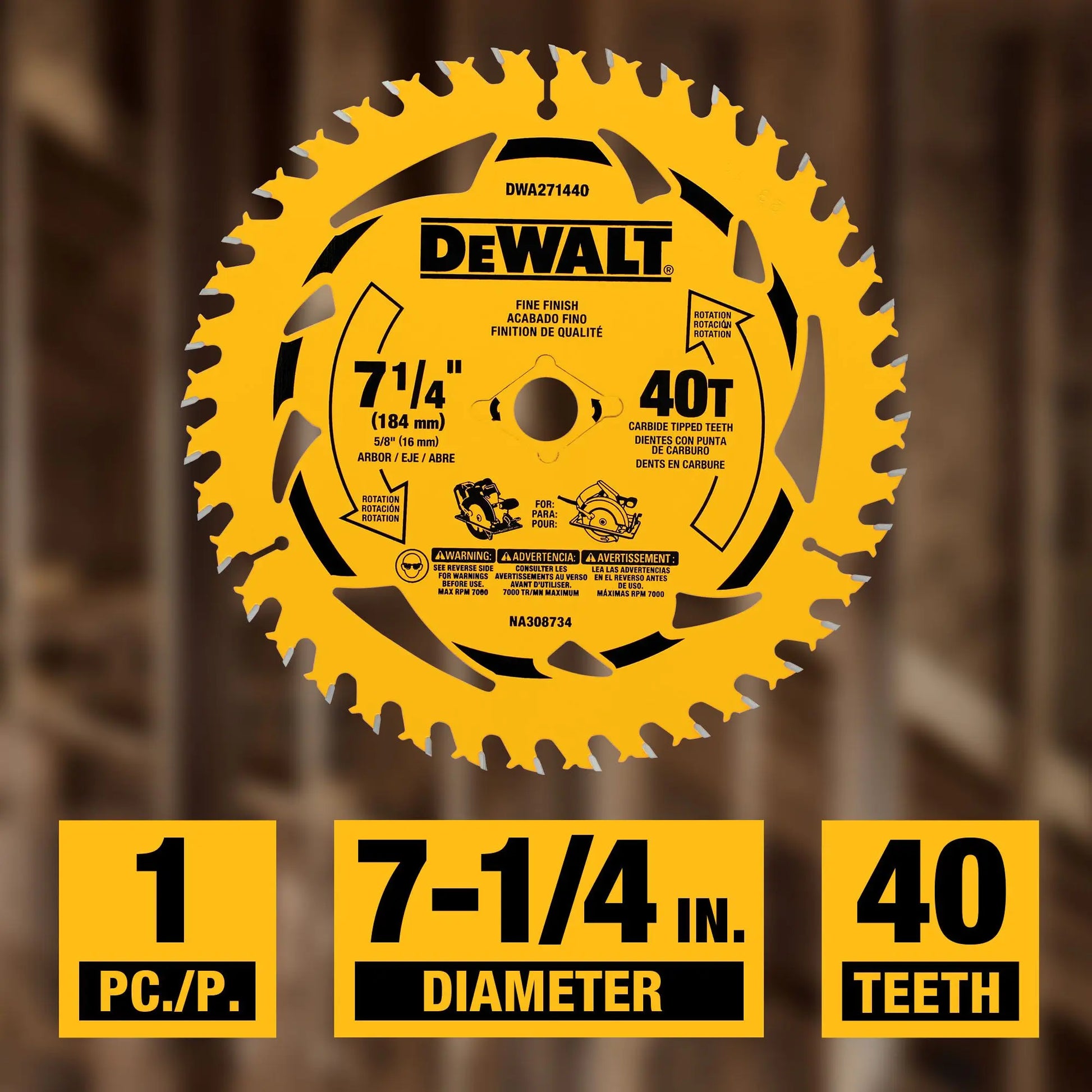 DEWALT DWA271440 – DEWALT 7-1/4 in. 40T Circular Saw Blade DEWALT