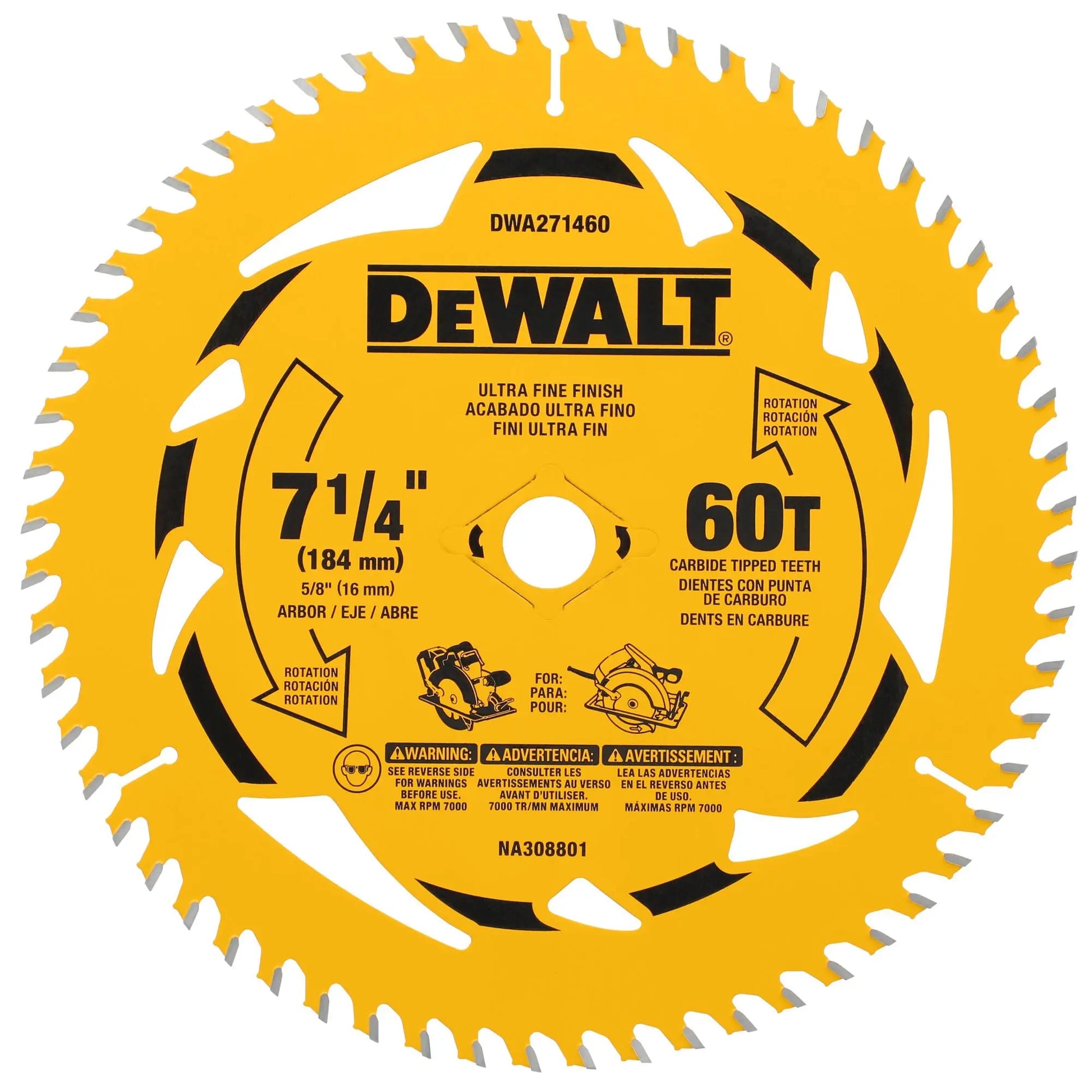 DEWALT DWA271460 – DEWALT 7-1/4 in. 60T Circular Saw Blade DEWALT