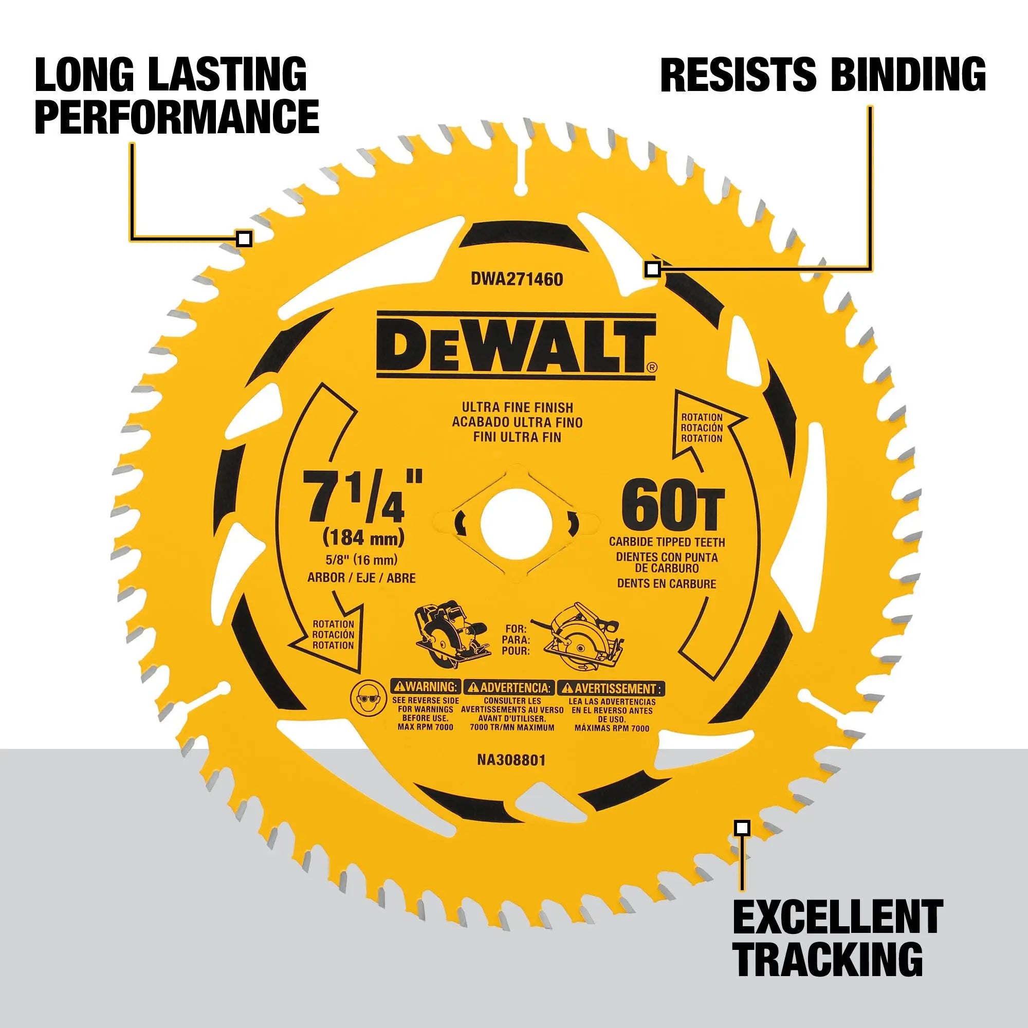 DEWALT DWA271460 – DEWALT 7-1/4 in. 60T Circular Saw Blade DEWALT