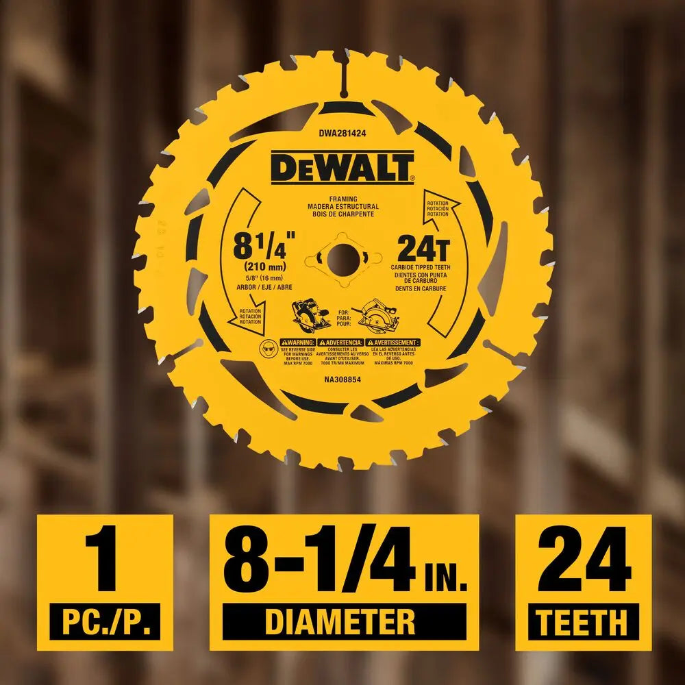 DEWALT DWA281424-8-1/4In 24T Single Blade - Wise Line Tools