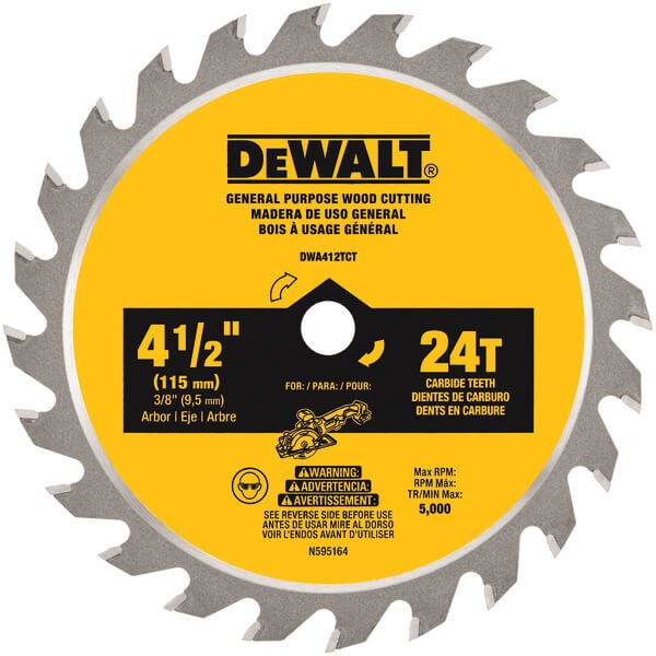 DEWALT DWA412TCT-4-1/2In 24T Tct Saw Blade - Wise Line Tools
