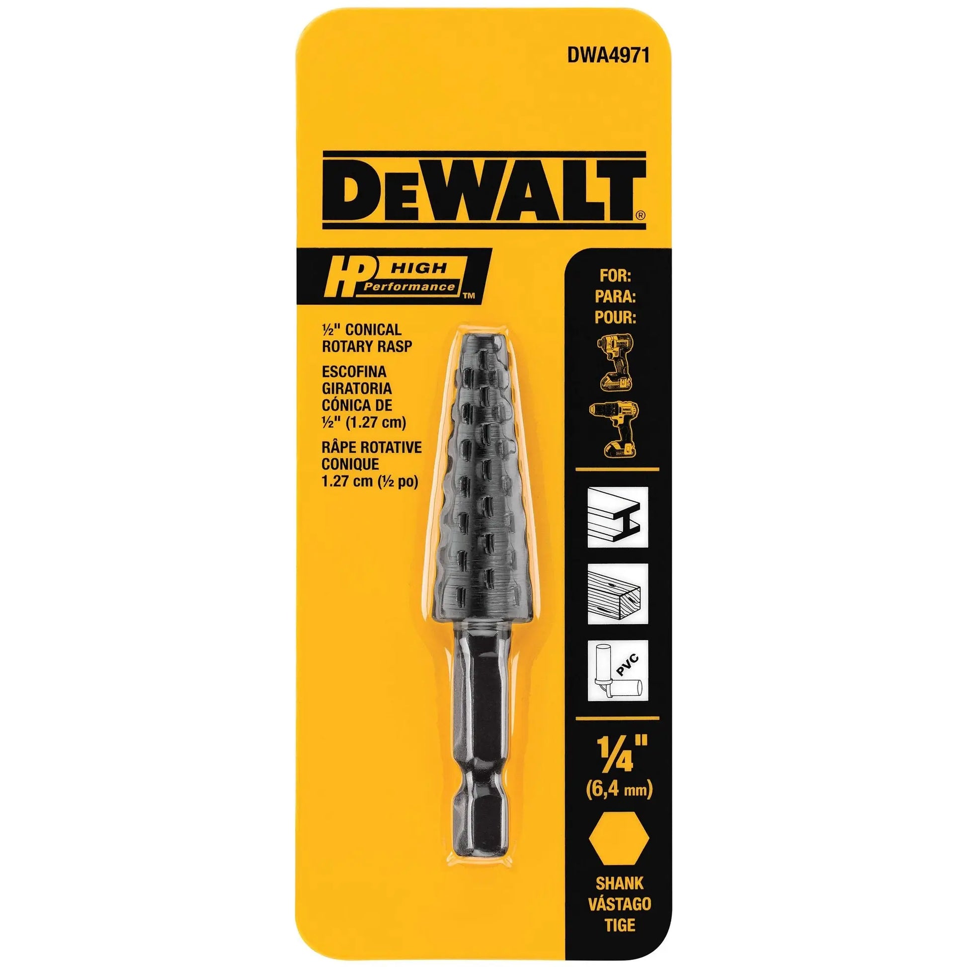DEWALT DWA4971 – DEWALT Steel 1/2" Hp Conical Rotary Rasp File DEWALT