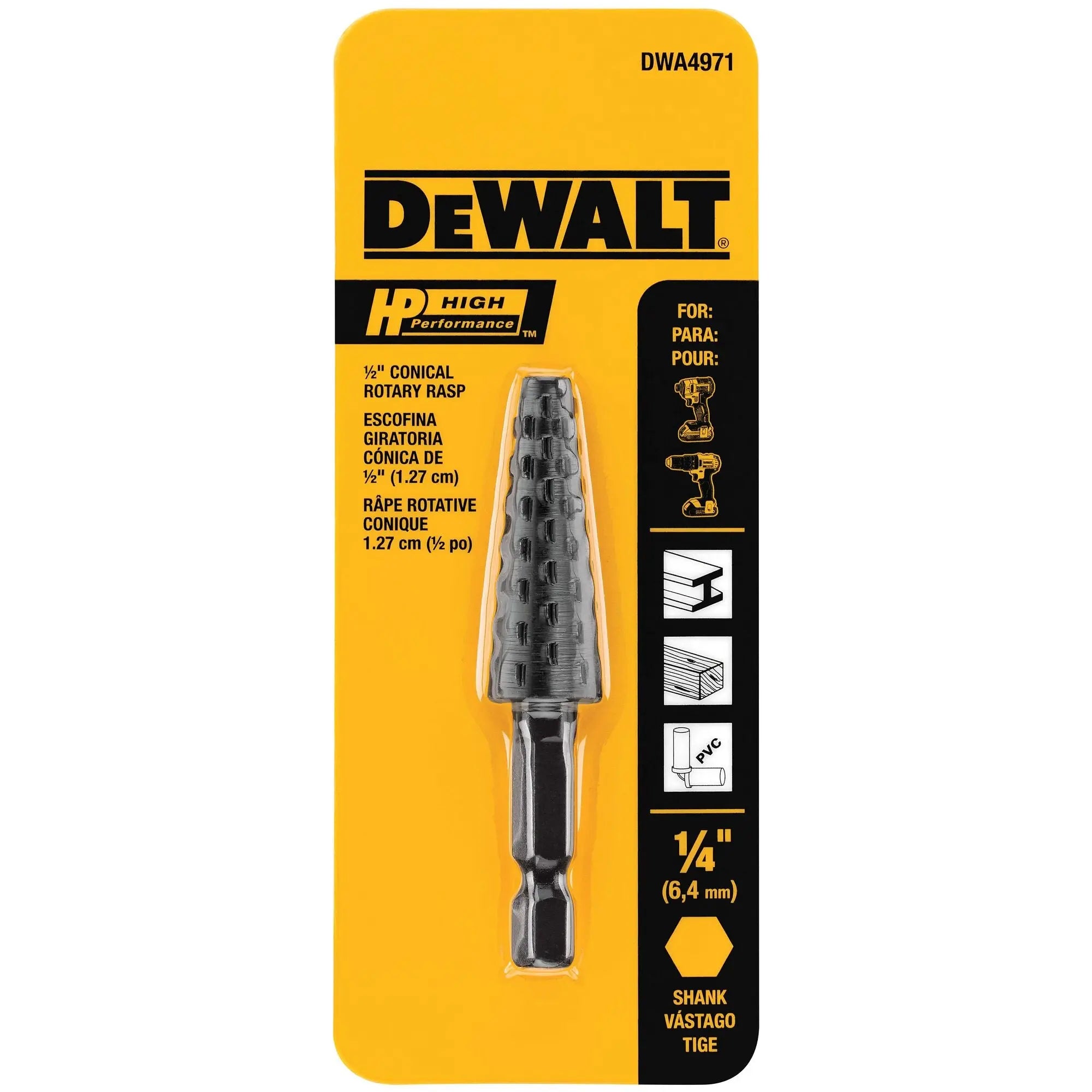 DEWALT DWA4971 – DEWALT Steel 1/2" Hp Conical Rotary Rasp File DEWALT
